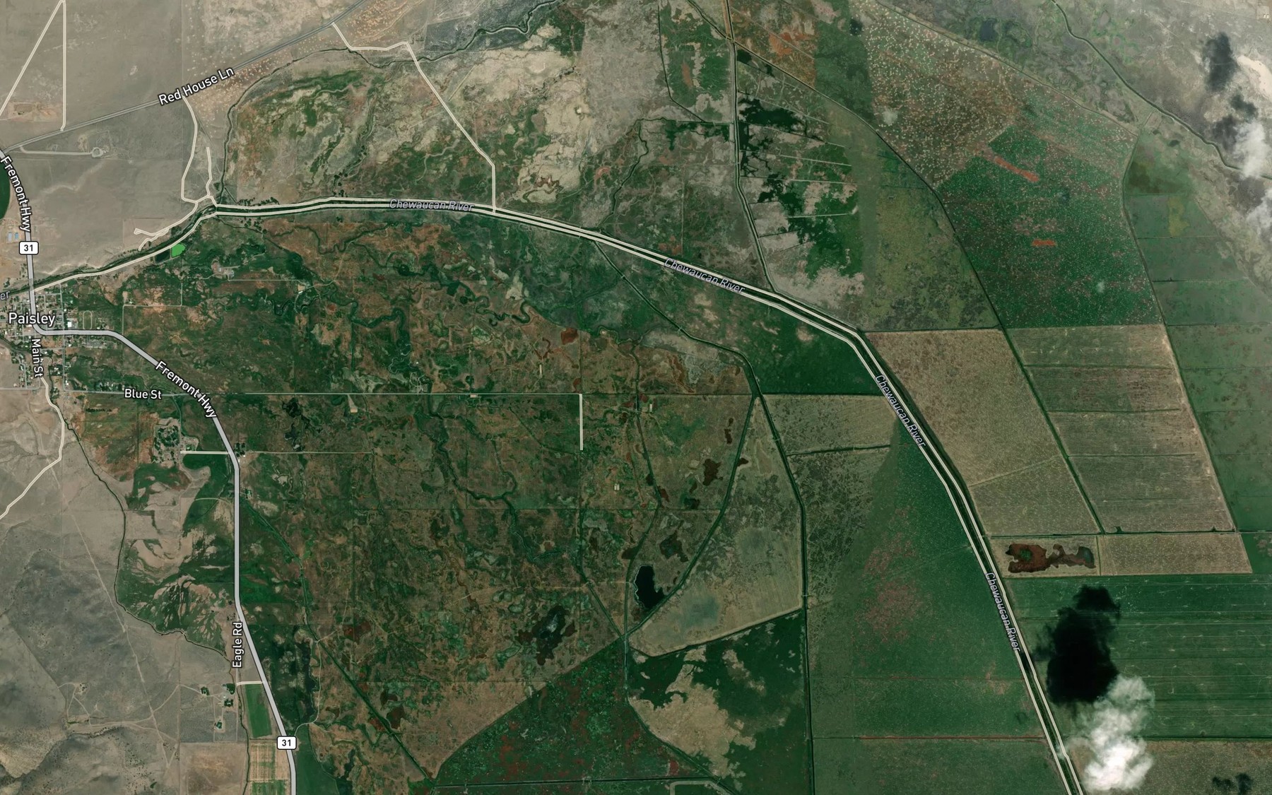 Satellite map of the Fisher Slough