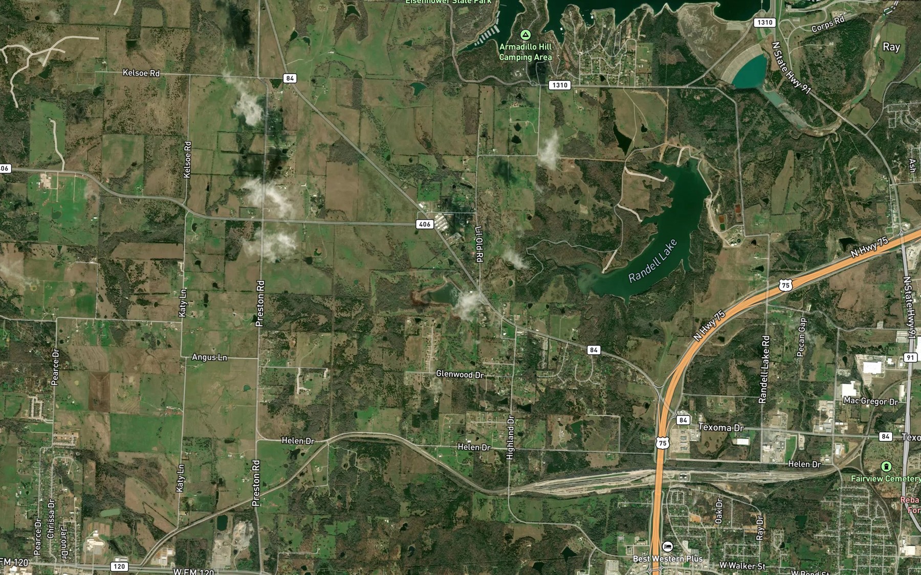 Satellite map of the Dennison Club Lake