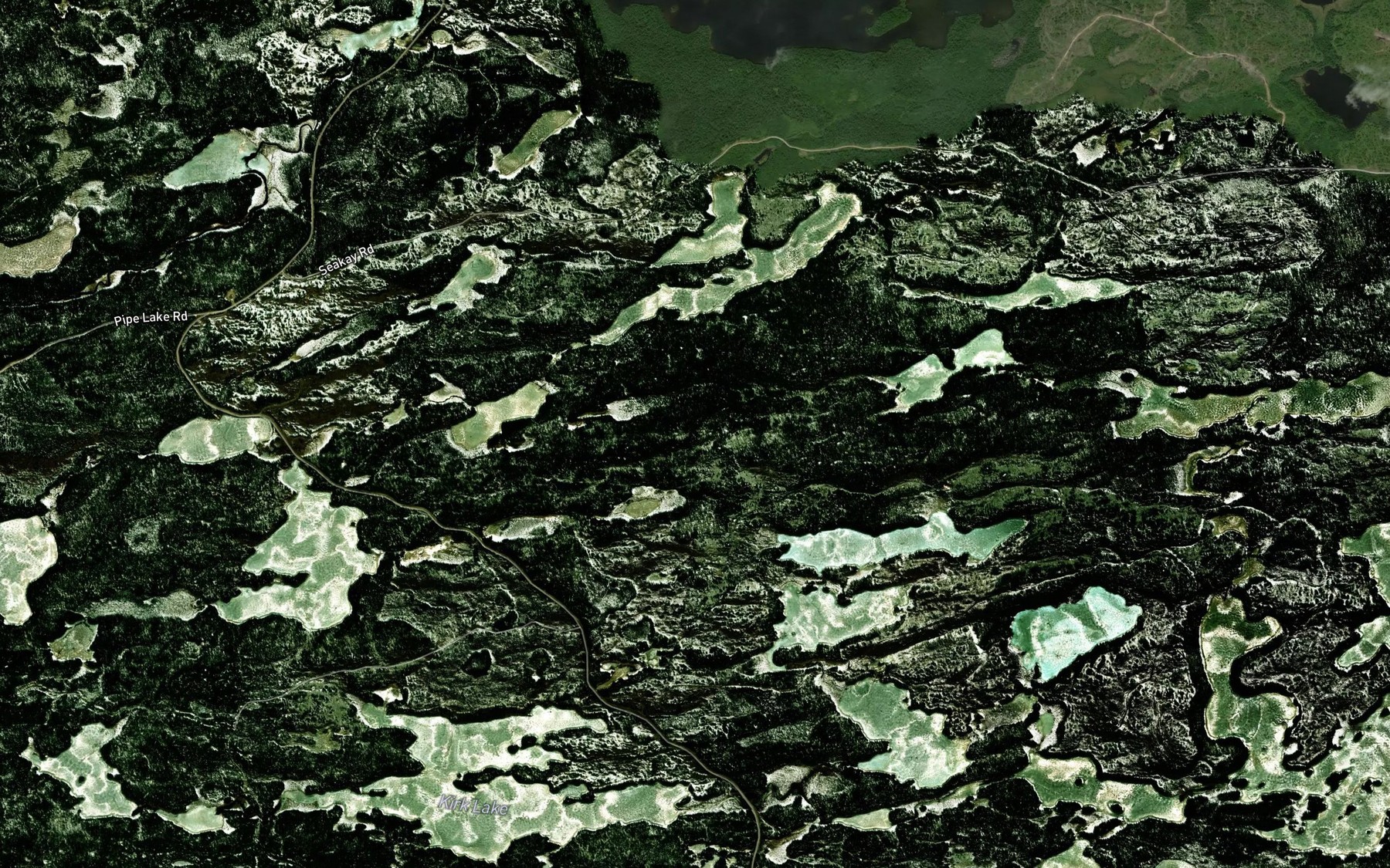 Satellite map of the Potato Patch Lakes