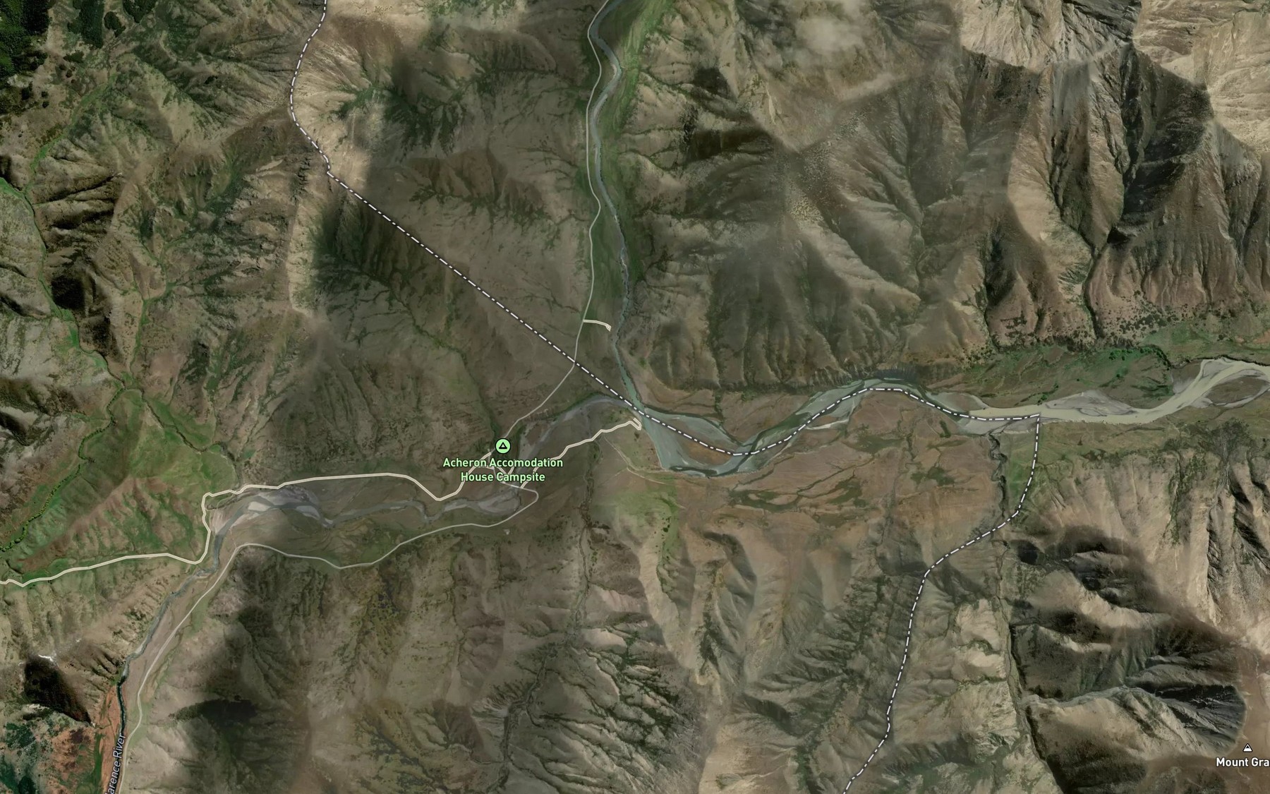 Satellite map of the Acheron River