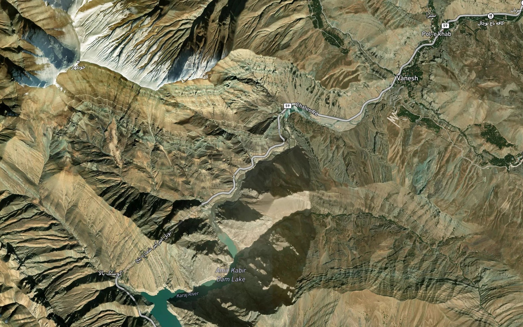 Satellite map of the Rudkhaneh-ye Karaj