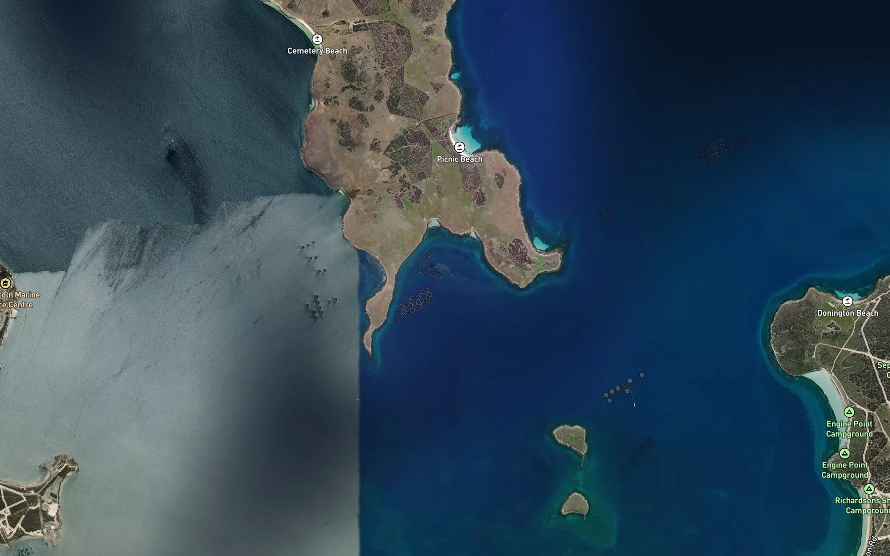 Satellite map of the Rotten Bay