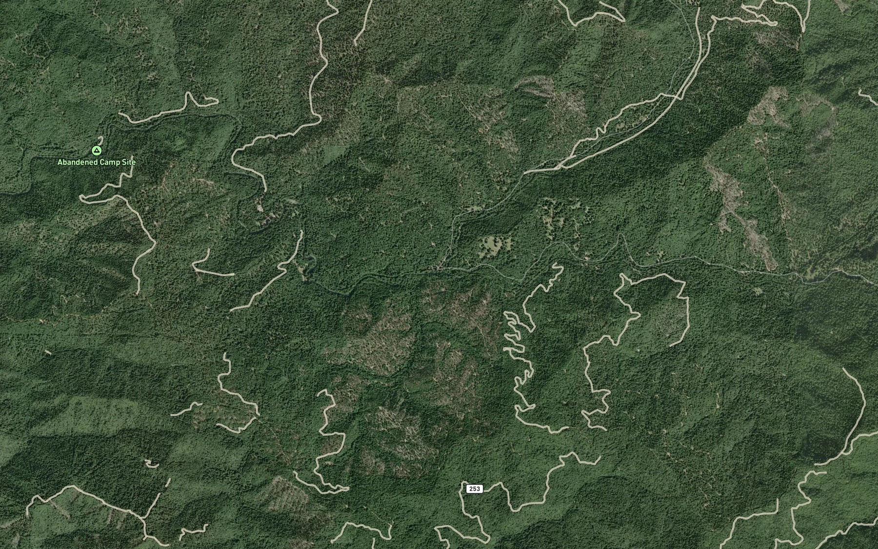 Satellite map of the North Fork Noyo River