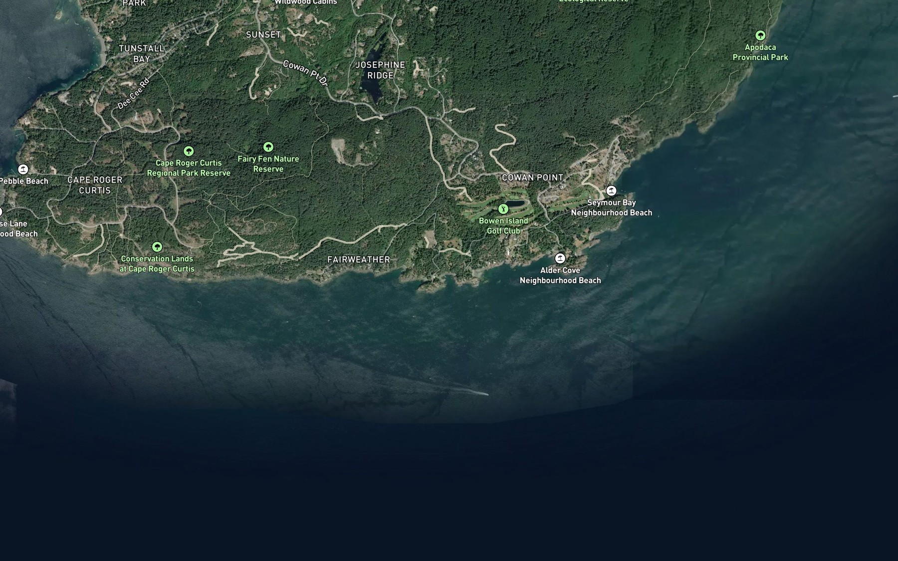 Satellite map of the Arbutus Bay