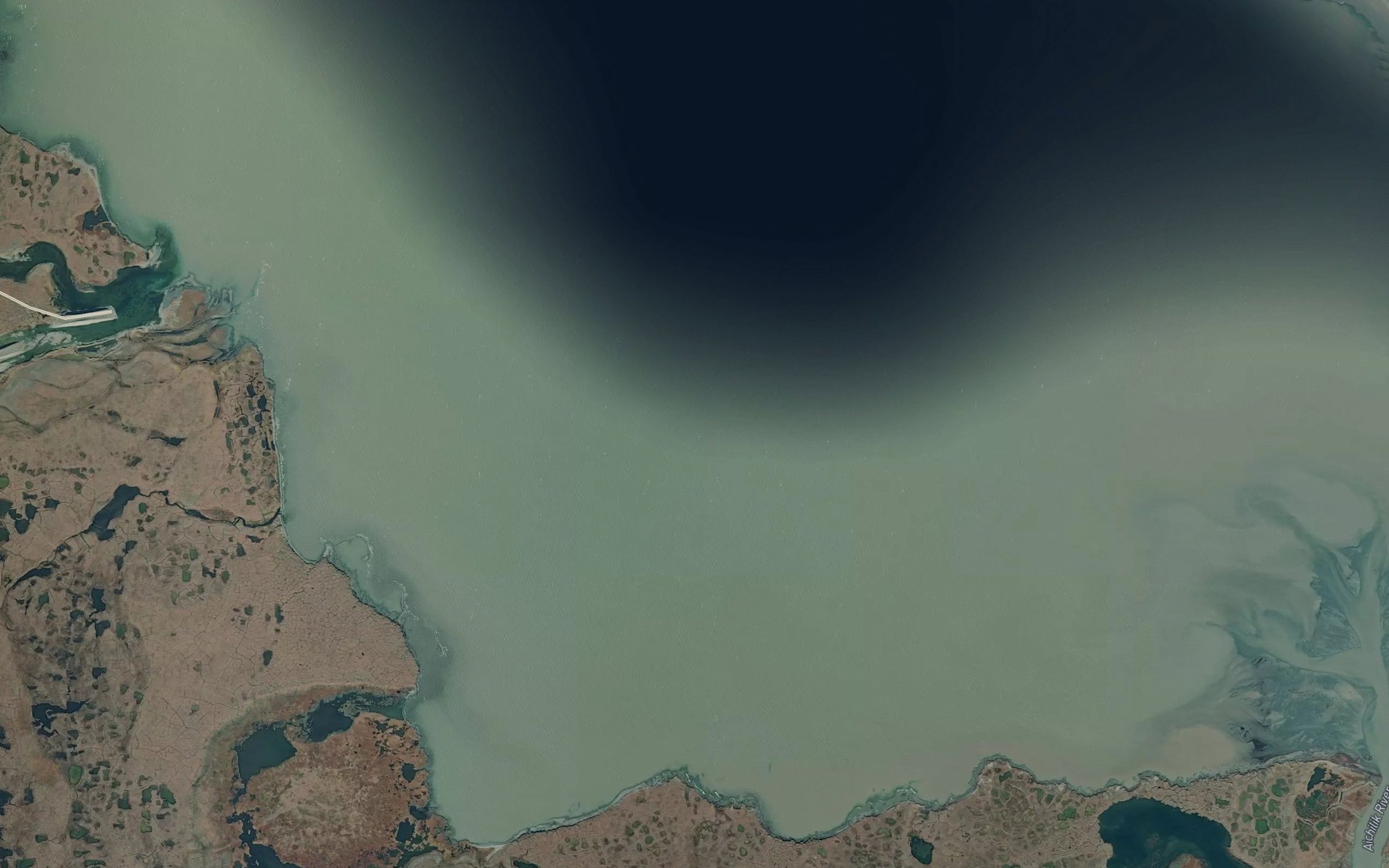 Satellite map of the Nuvagapak Lagoon