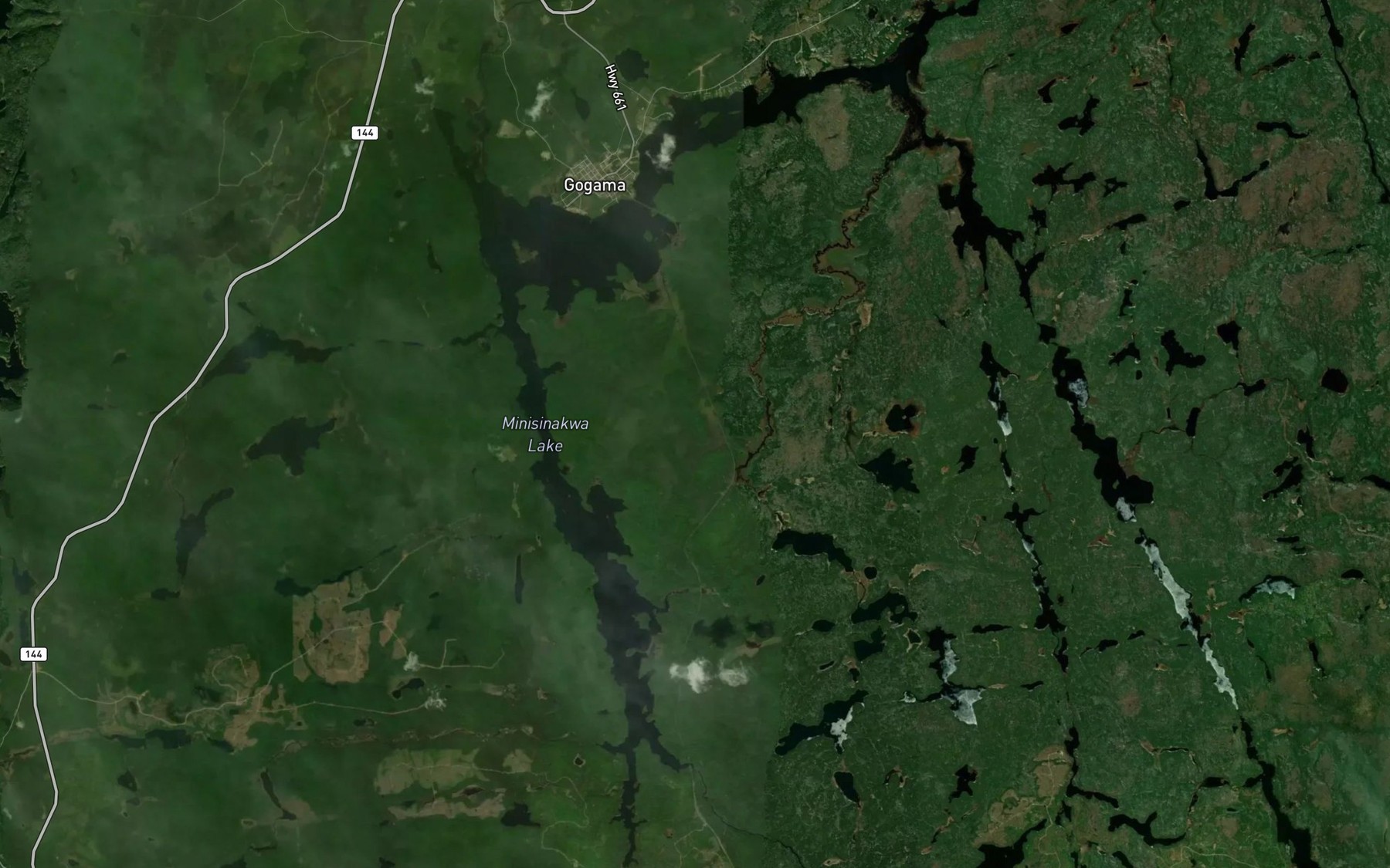 Satellite map of the Minisinakwa Lake