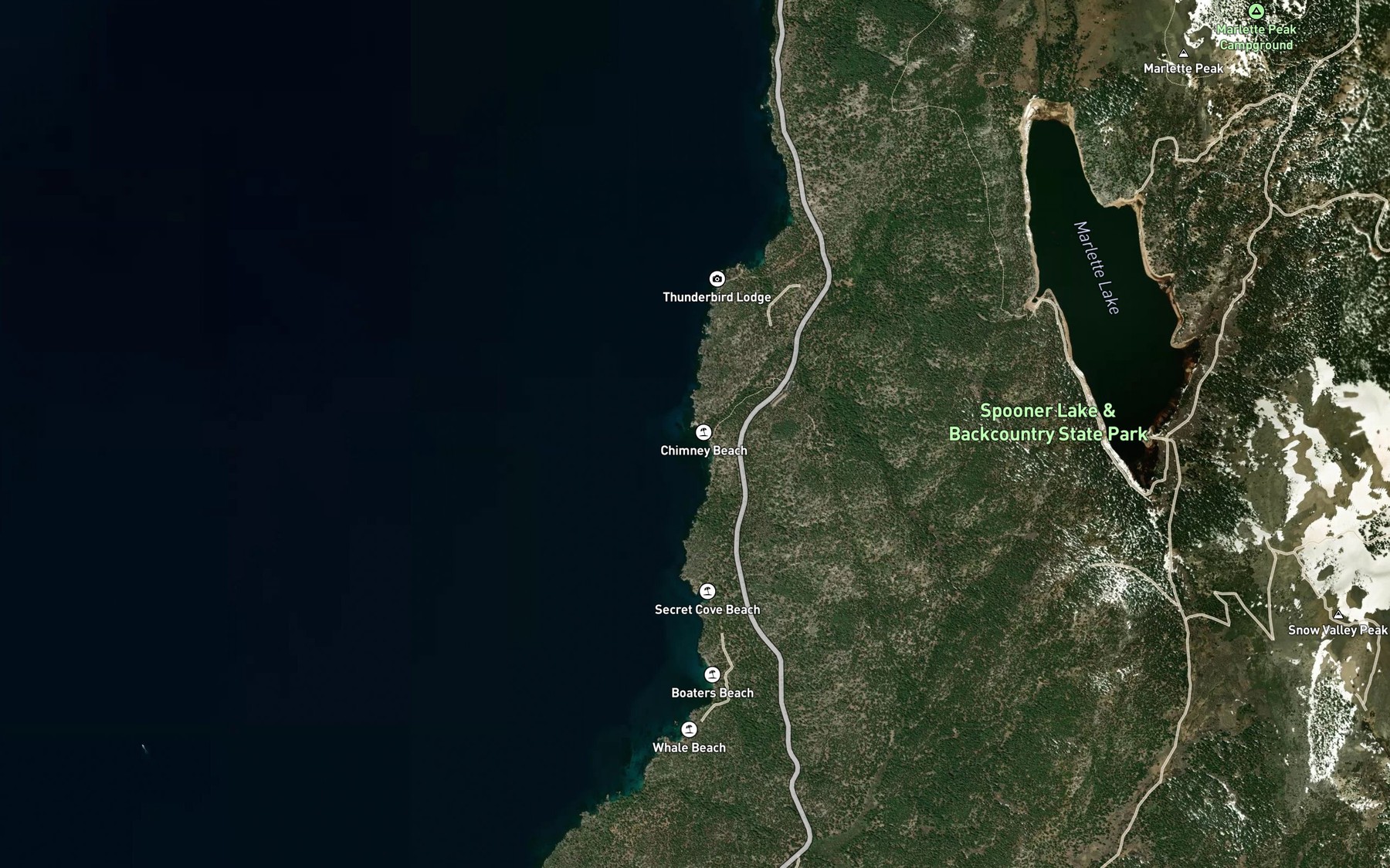 Satellite map of the Marlette Creek