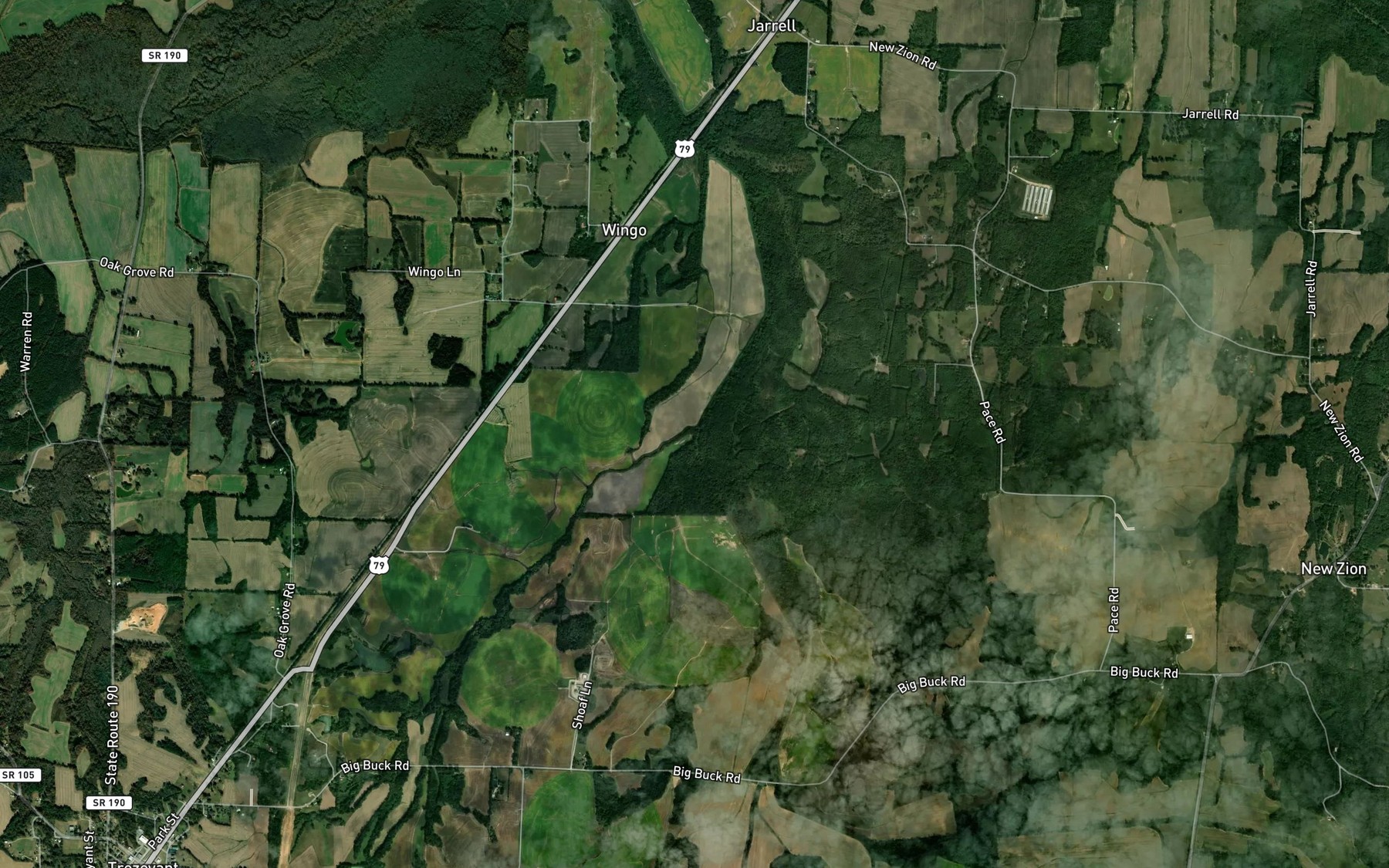 Satellite map of the Lick Creek