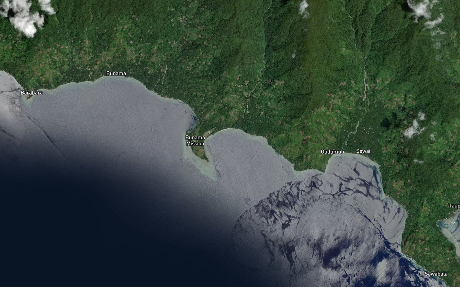 Satellite map of the Walaulau Bay
