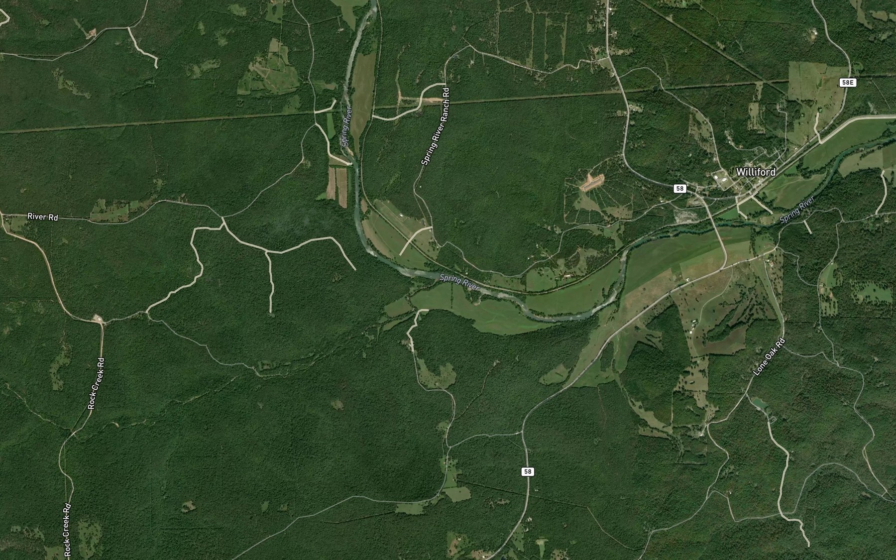 Satellite map of the Rock Creek