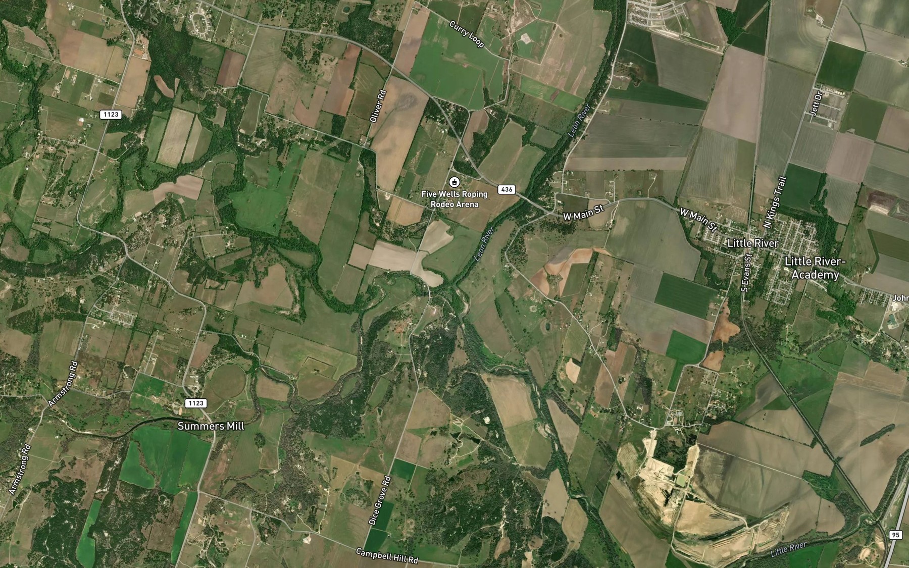Satellite map of the Leon River