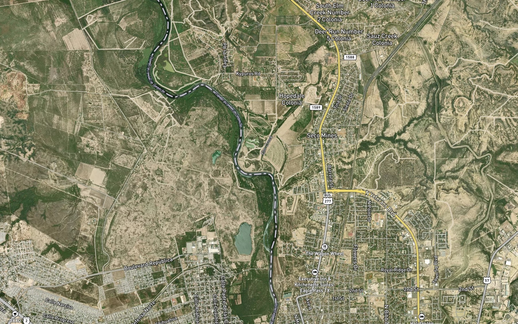 Satellite map of the Elm Creek