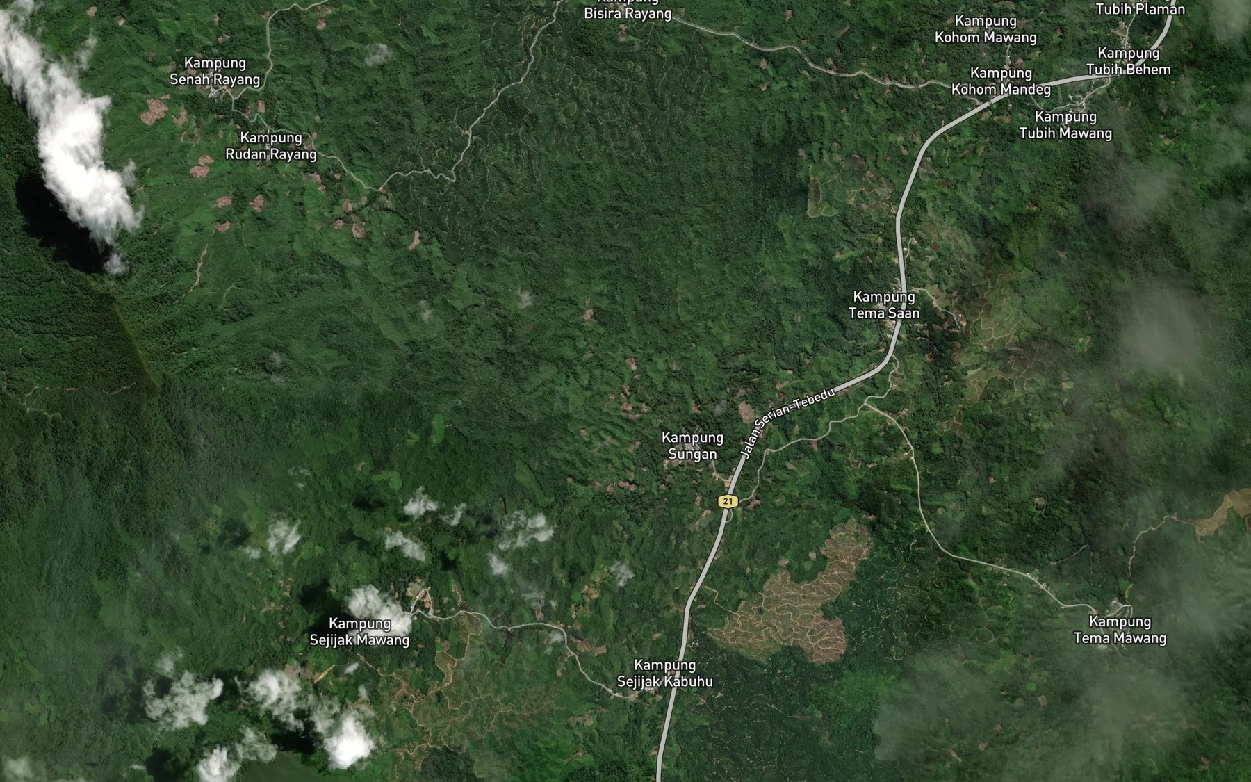 Satellite map of the Sungai Sibiau