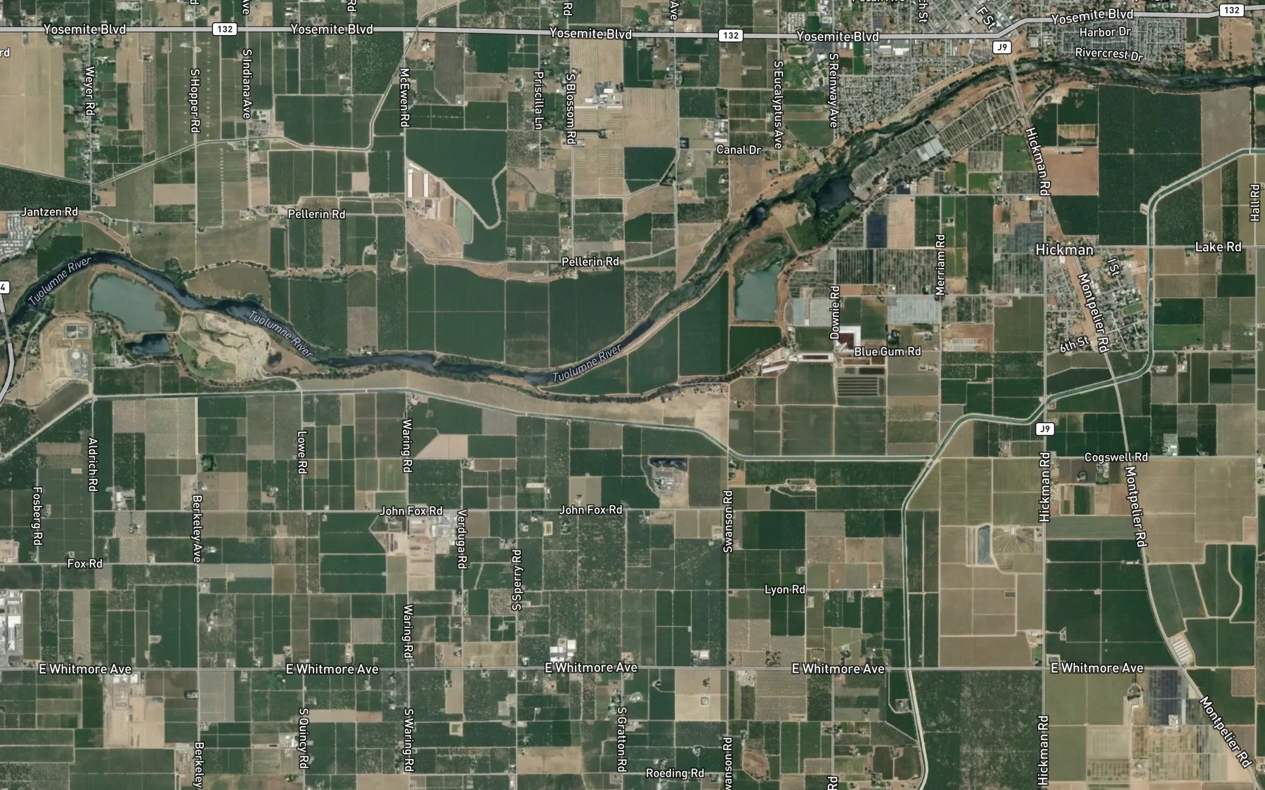 Satellite map of the Merriam Drain