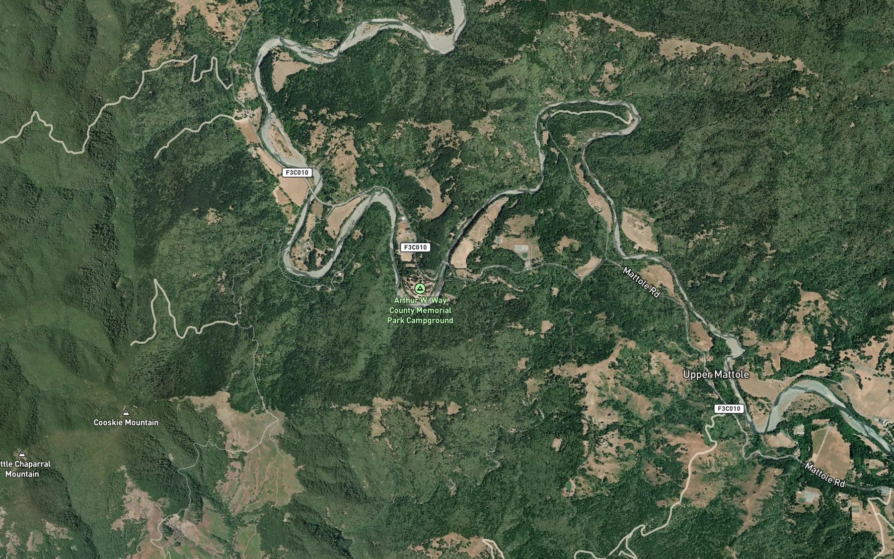 Satellite map of the Squaw Creek