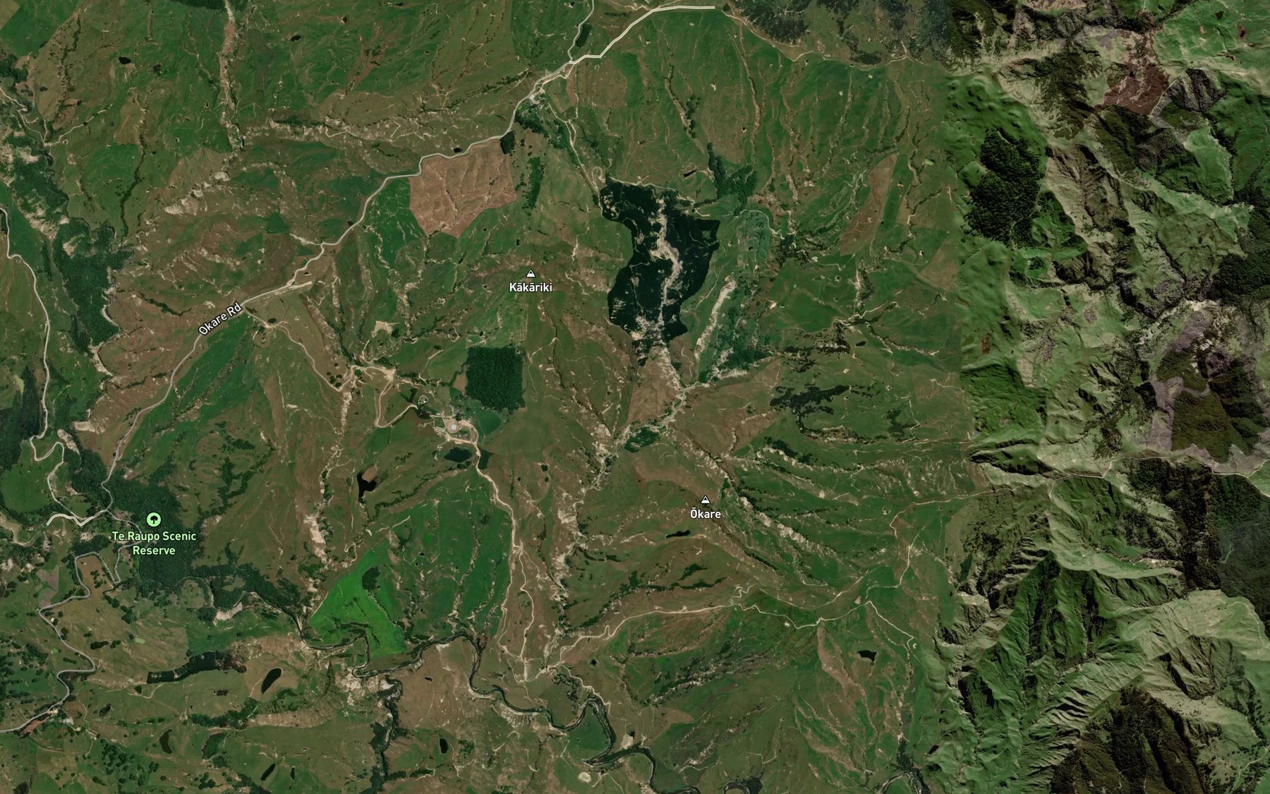 Satellite map of the Kareareaanui Creek