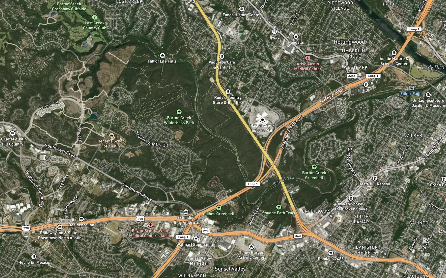 Satellite map of the Sycamore Creek