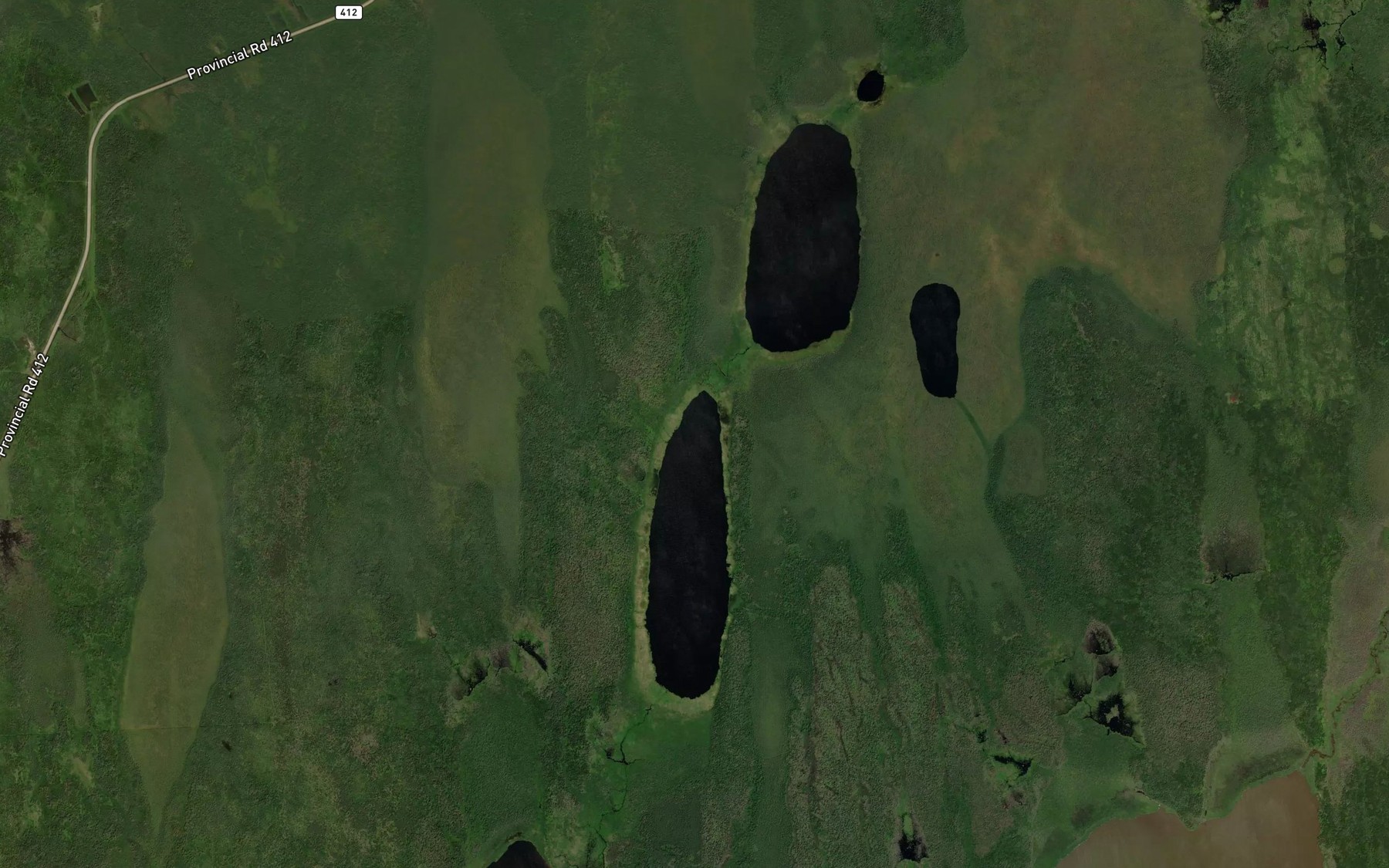Satellite map of the Raven Lakes