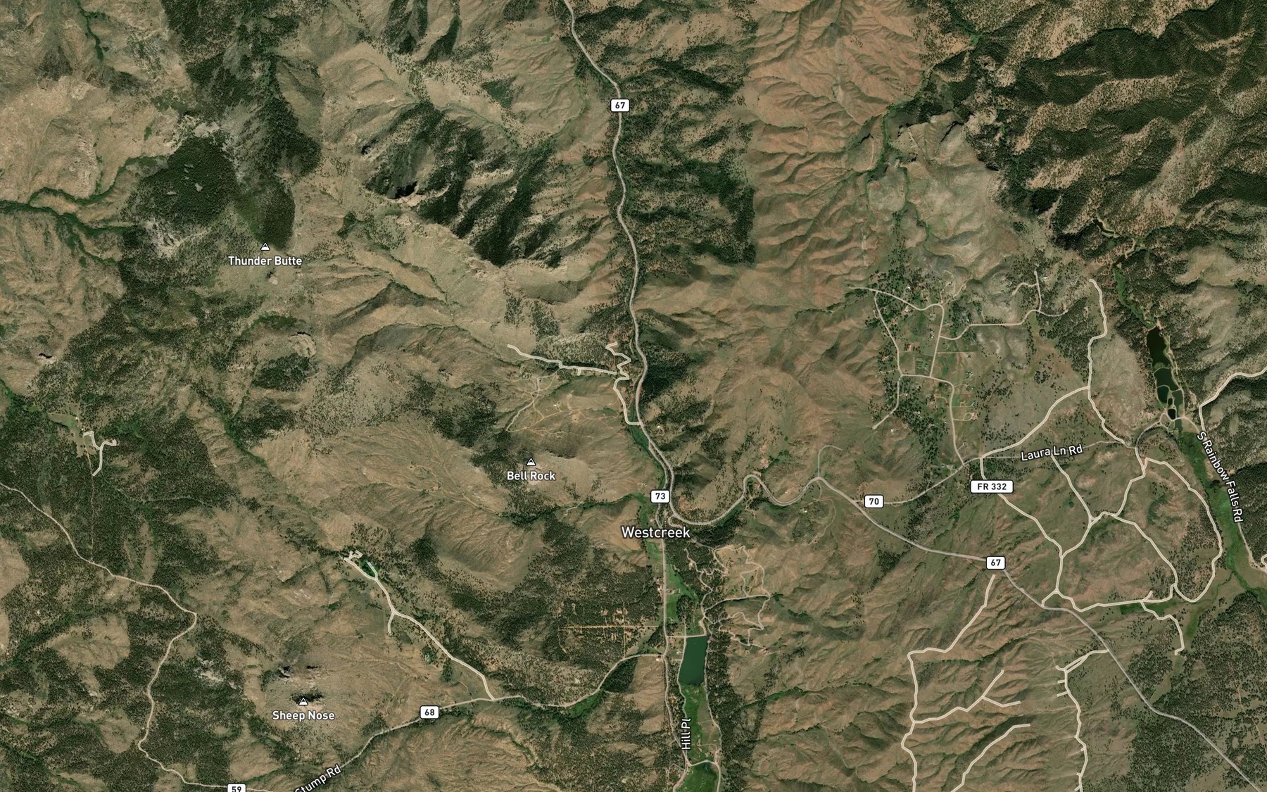 Satellite map of the Westcreek Lake (historical)