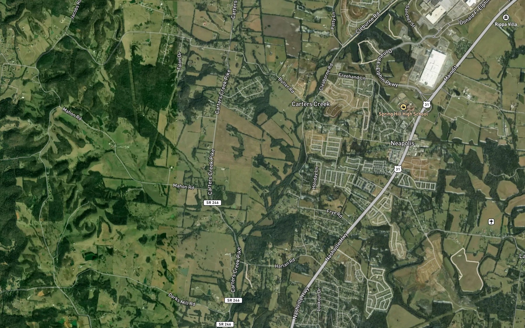 Satellite map of the Sparkman Lake