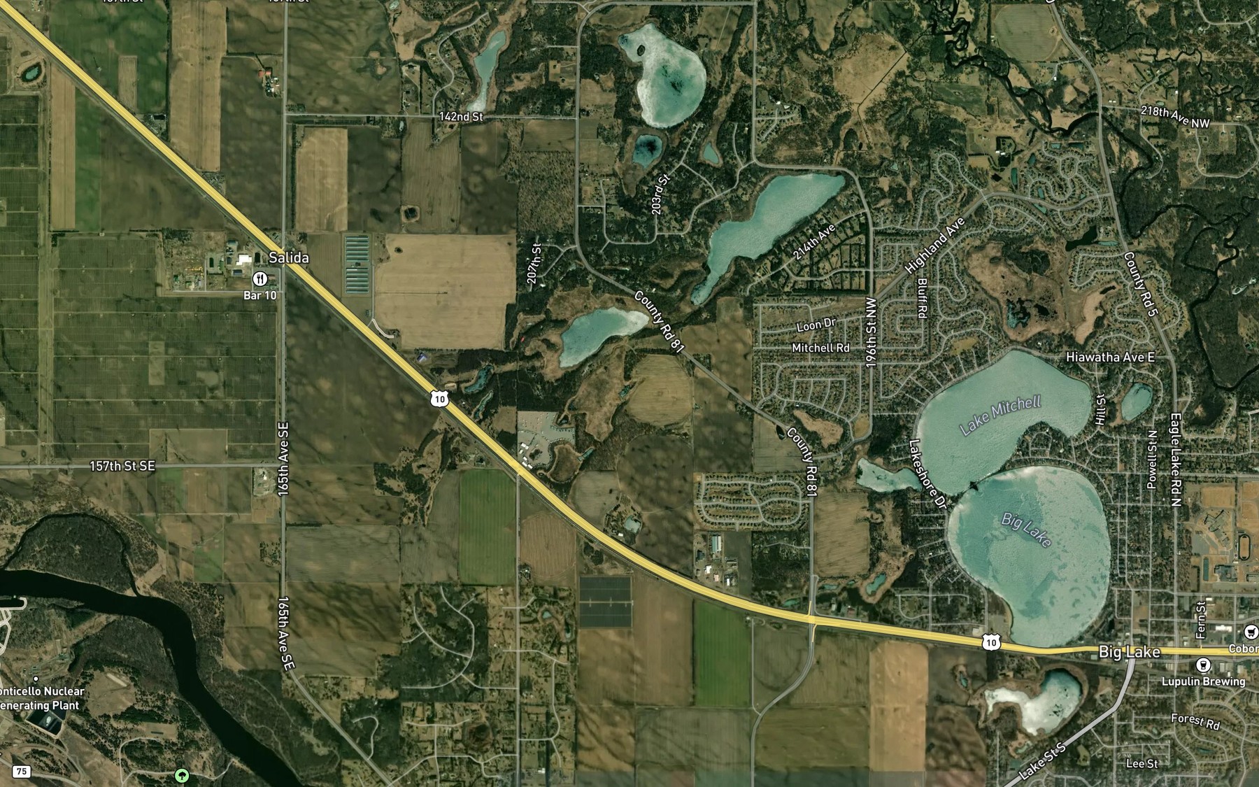 Satellite map of the Landis Lake