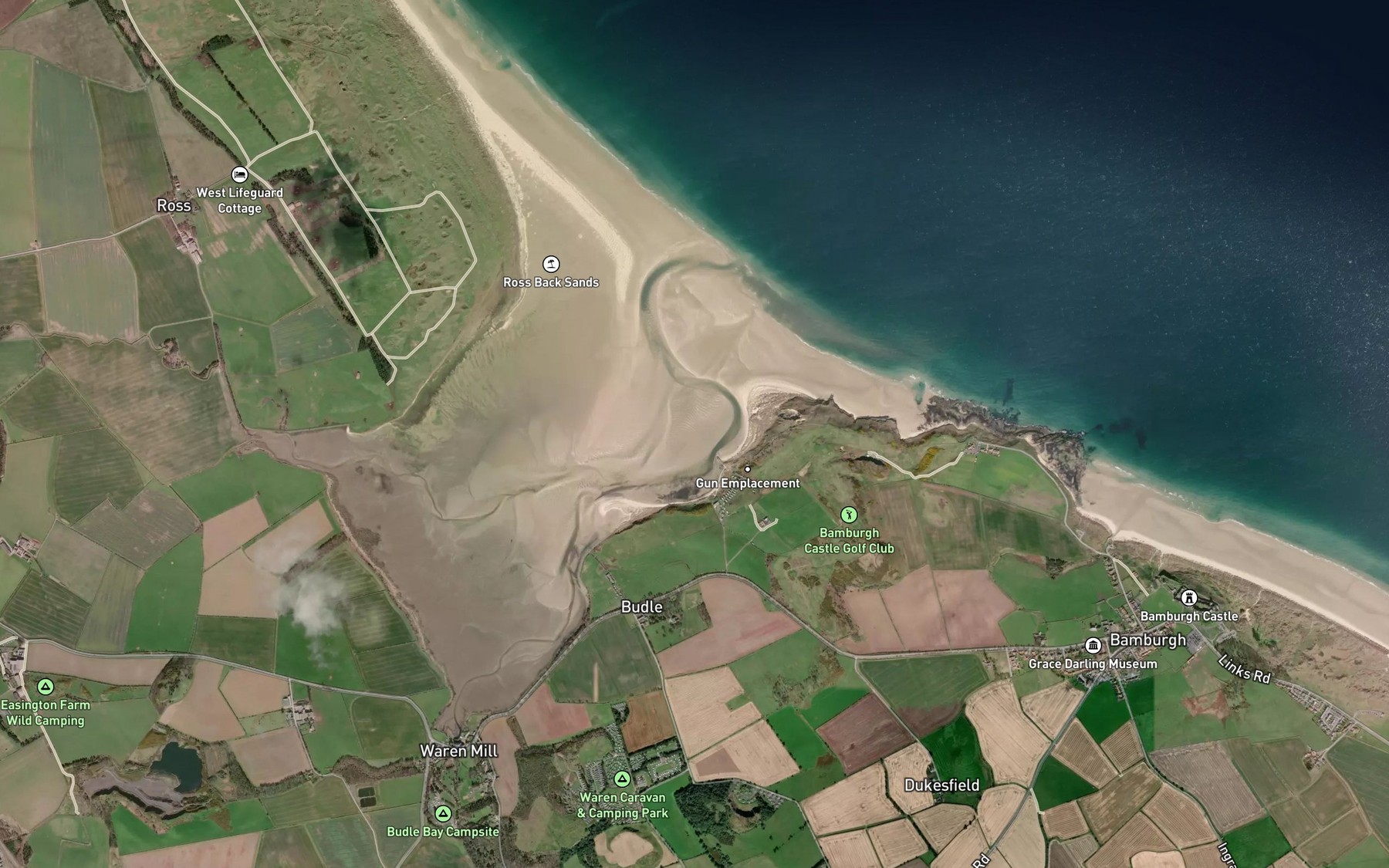 Satellite map of the Budle Bay
