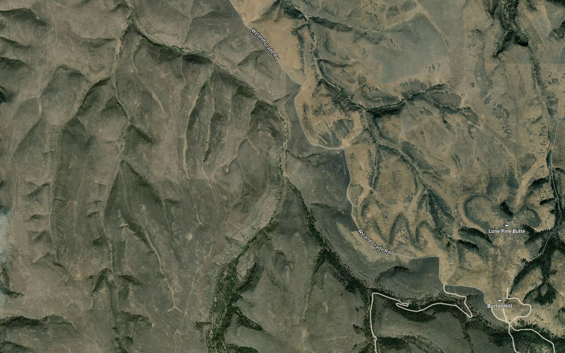 Satellite map of the Mulligan Creek