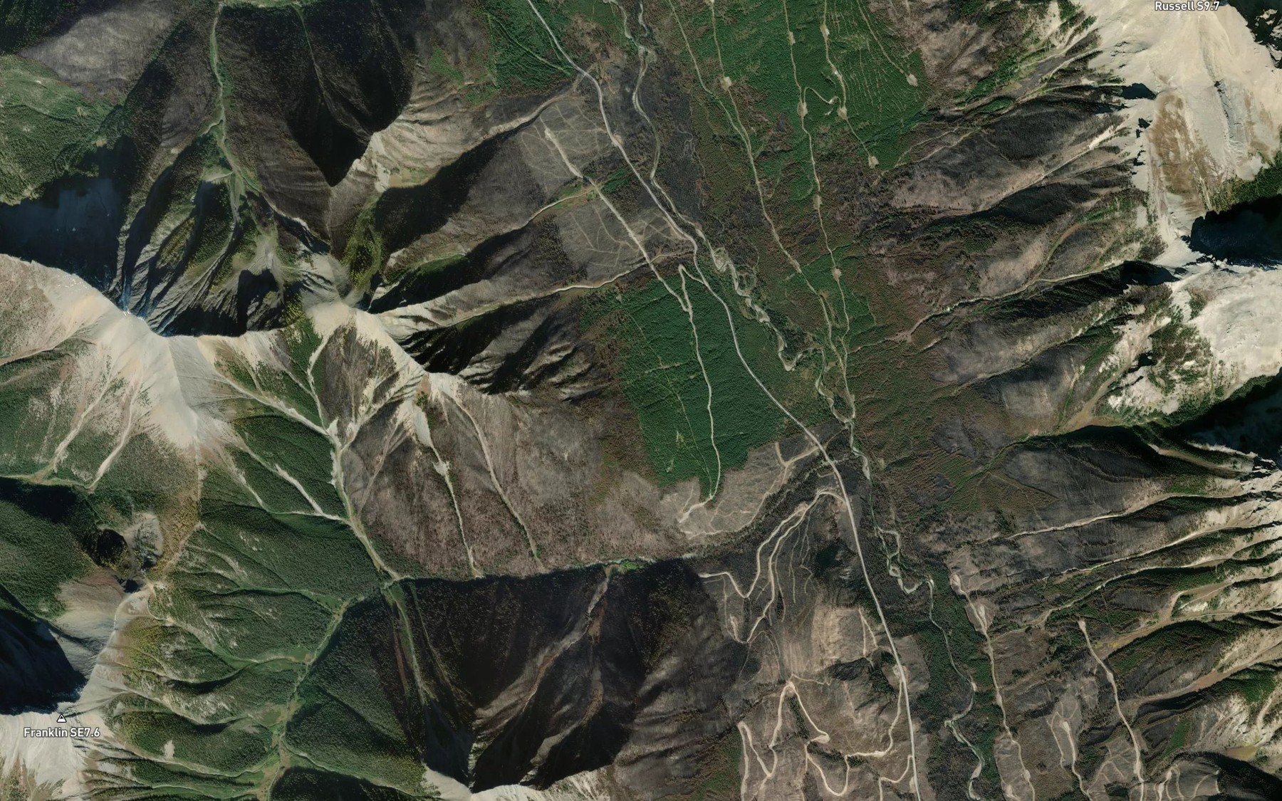 Satellite map of the Klaas Creek
