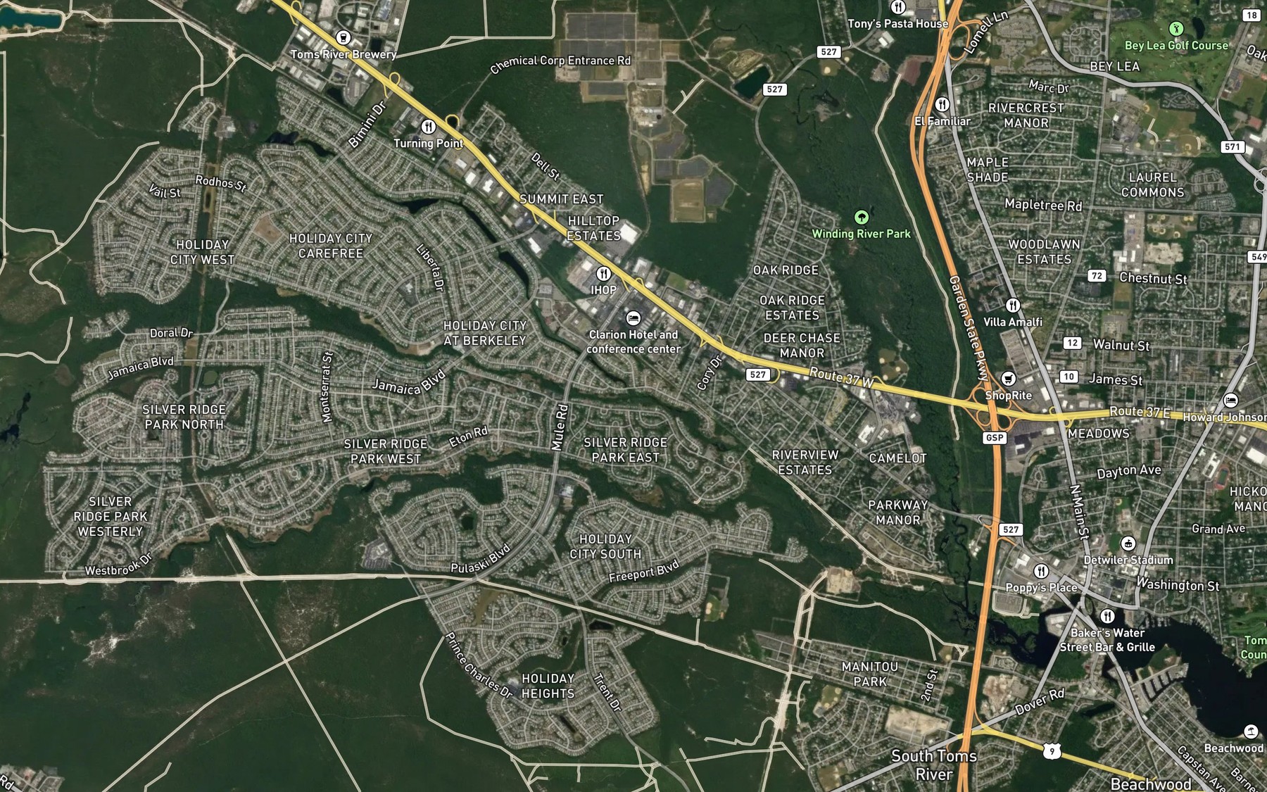 Satellite map of the Sunken Branch