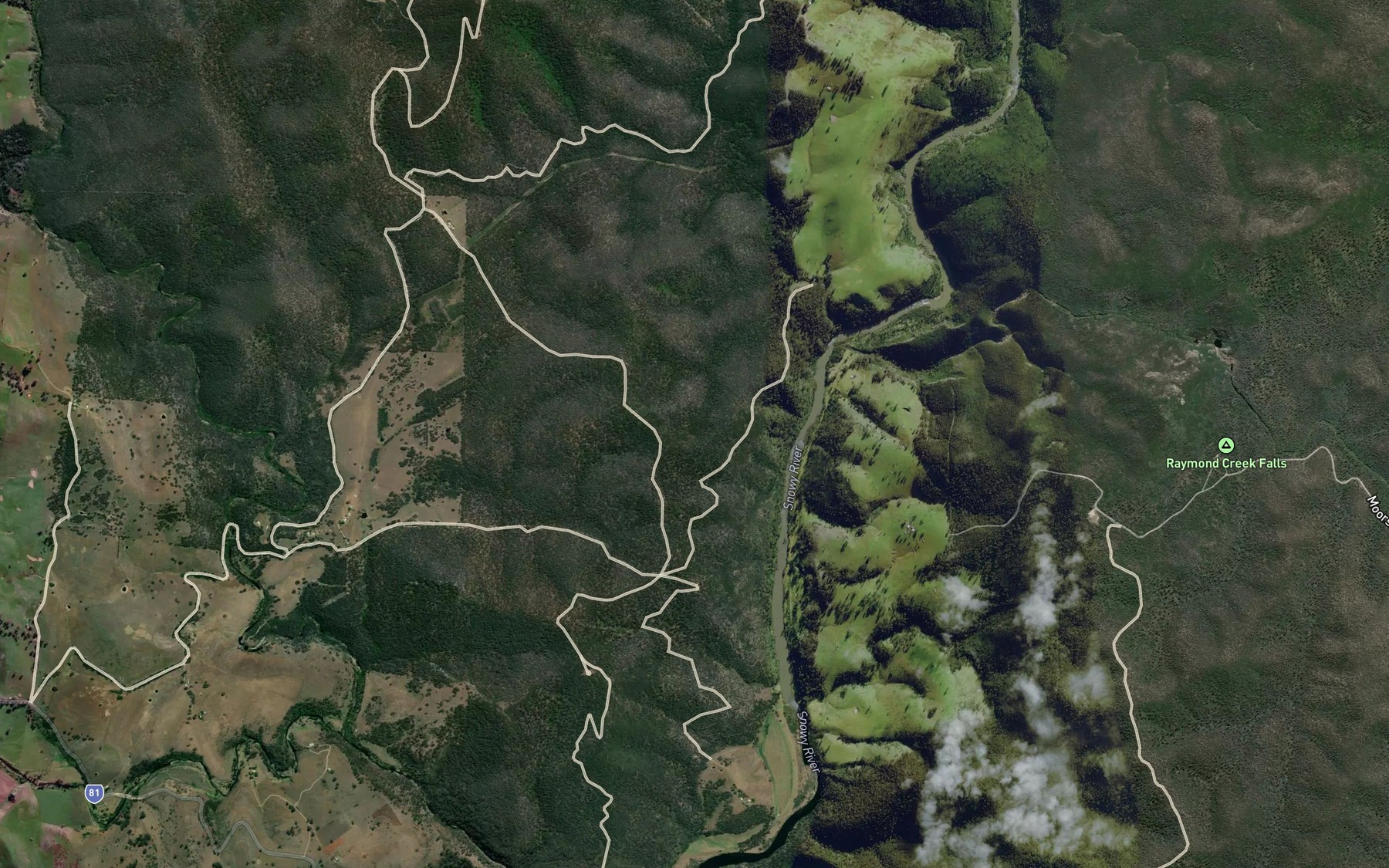 Satellite map of the Raymond Creek
