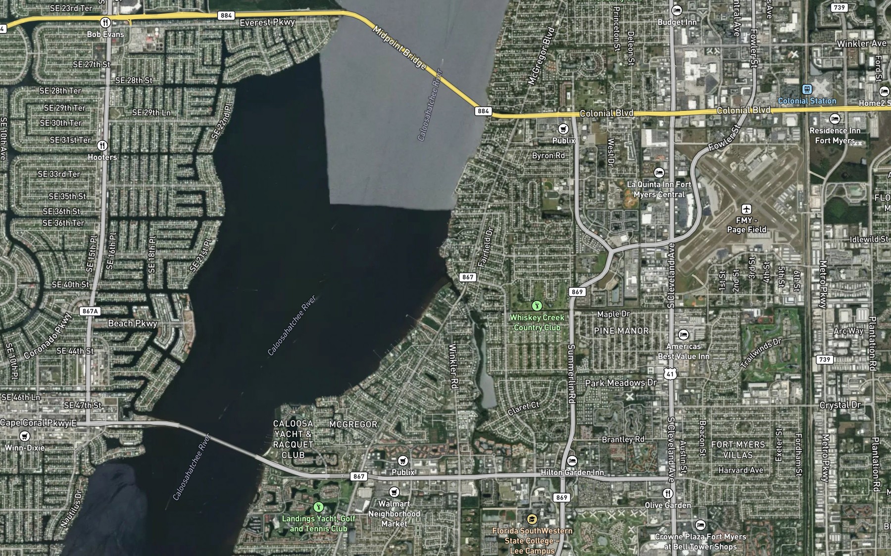 Satellite map of the Whiskey Creek