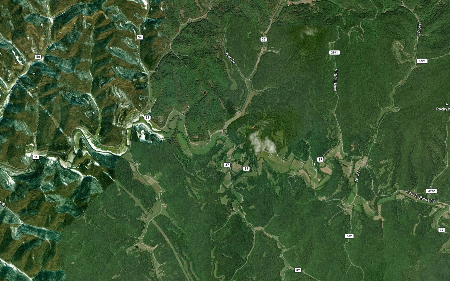 Satellite map of the Lick Creek
