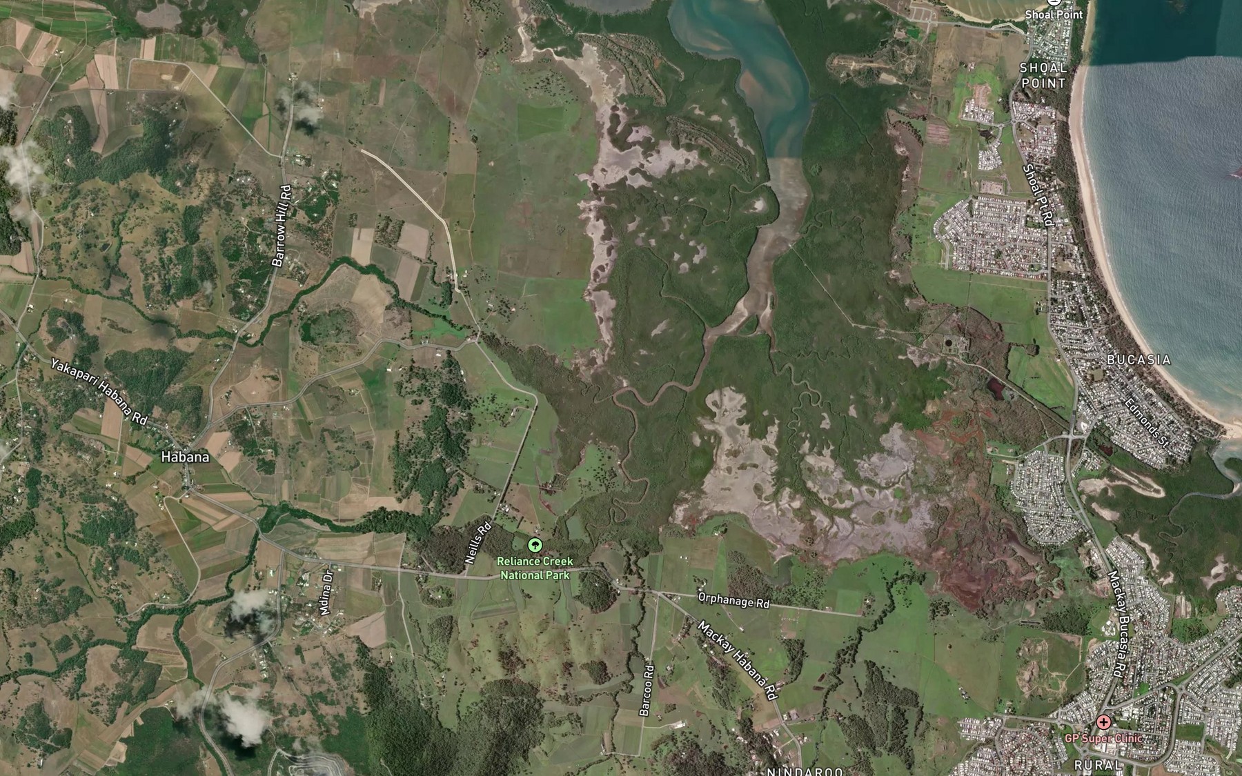 Satellite map of the Leila Creek