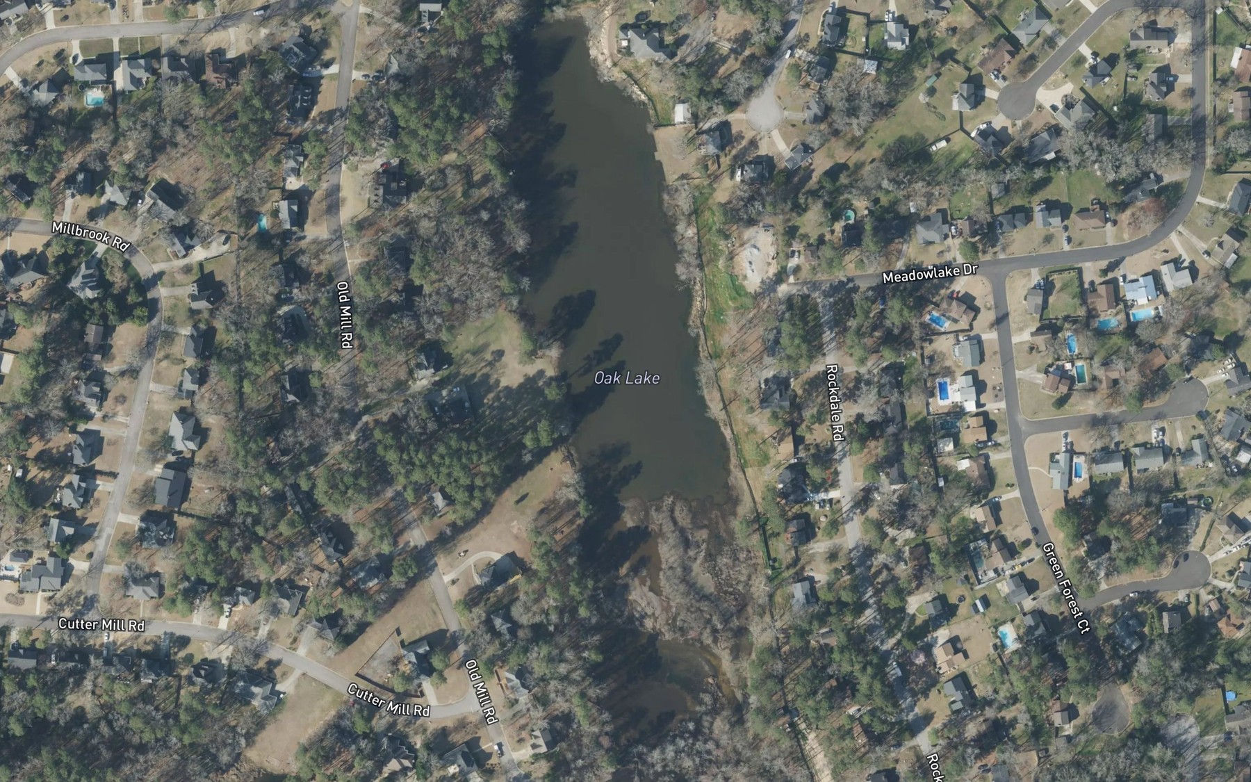 Satellite map of the Oak Lake