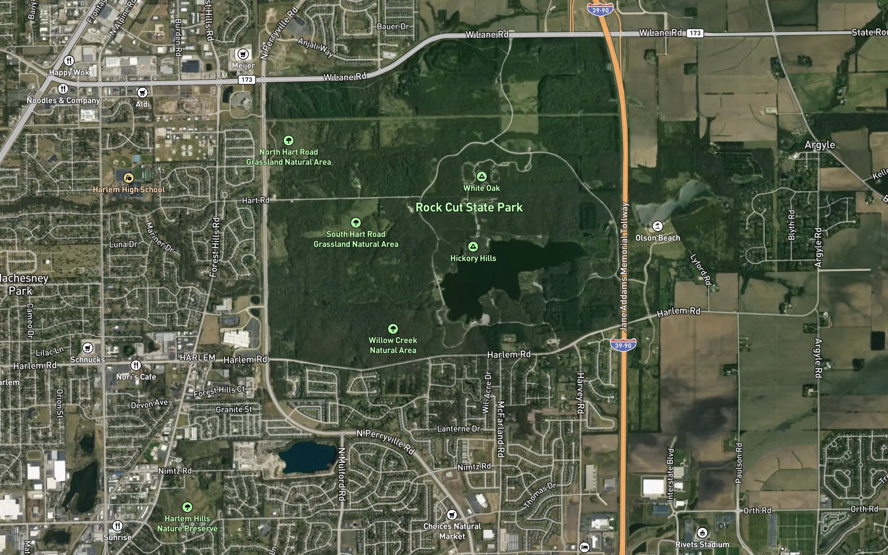 Satellite map of the Lake View Picnic Area