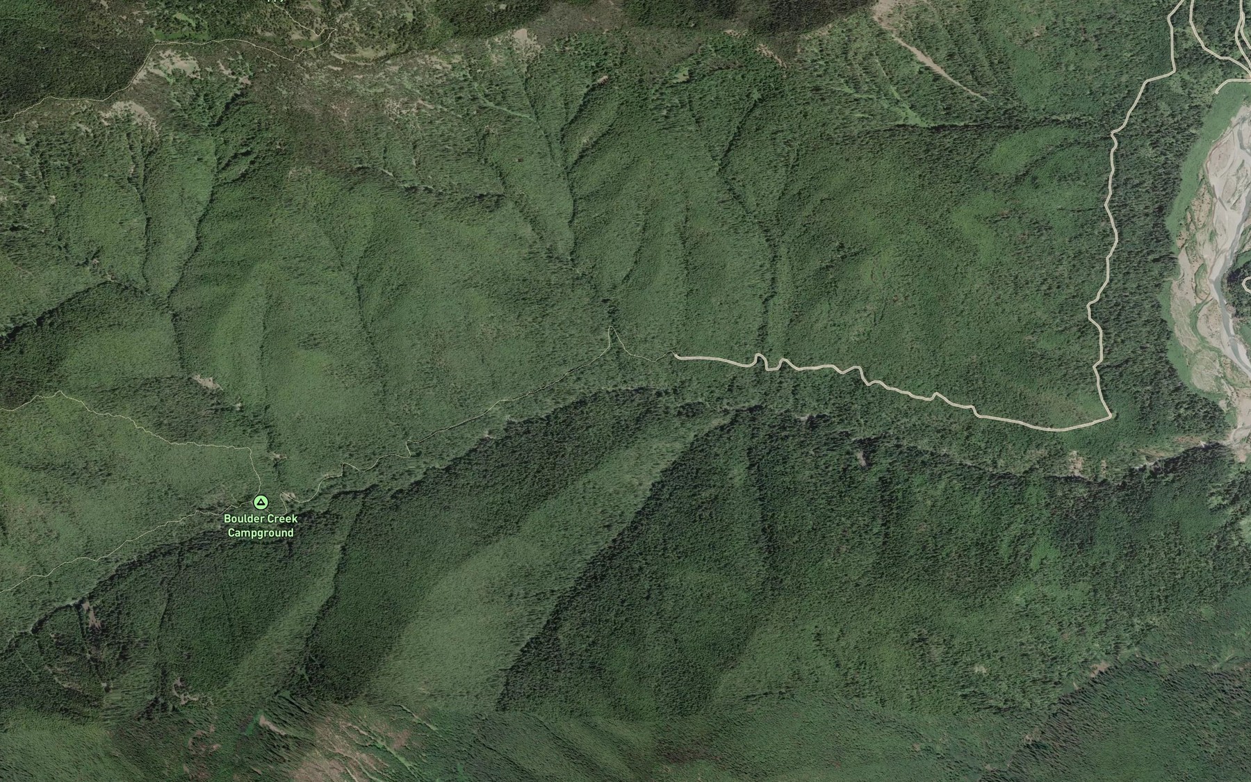 Satellite map of the Cougar Creek