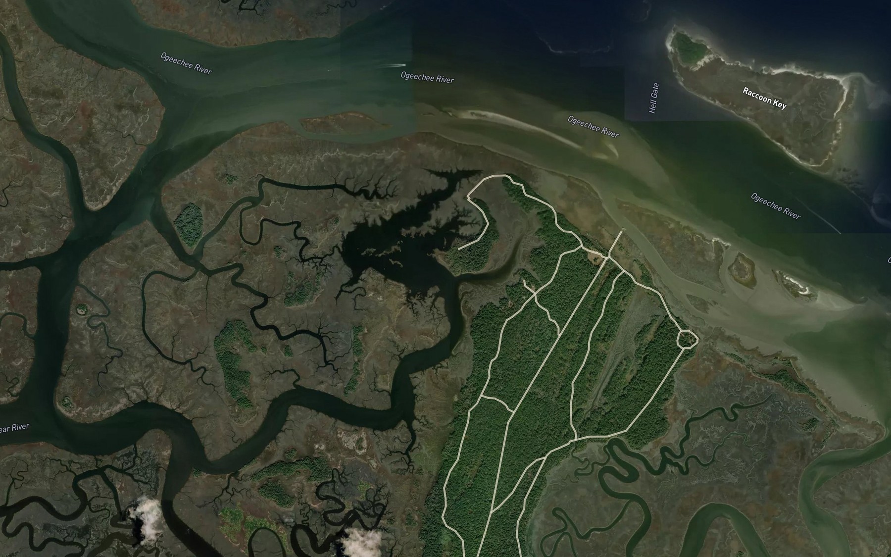 Satellite map of the Rush Creek