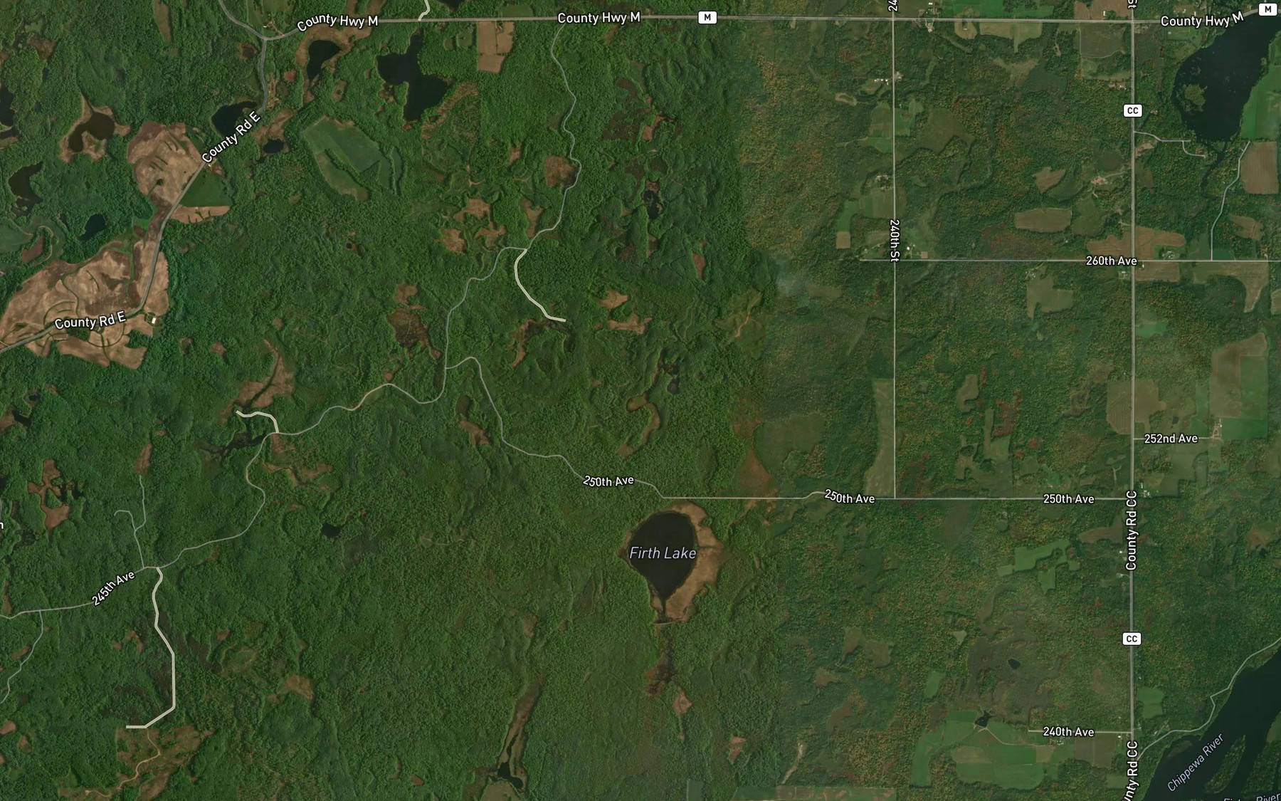 Satellite map of the Horseshoe Flowage 0.75