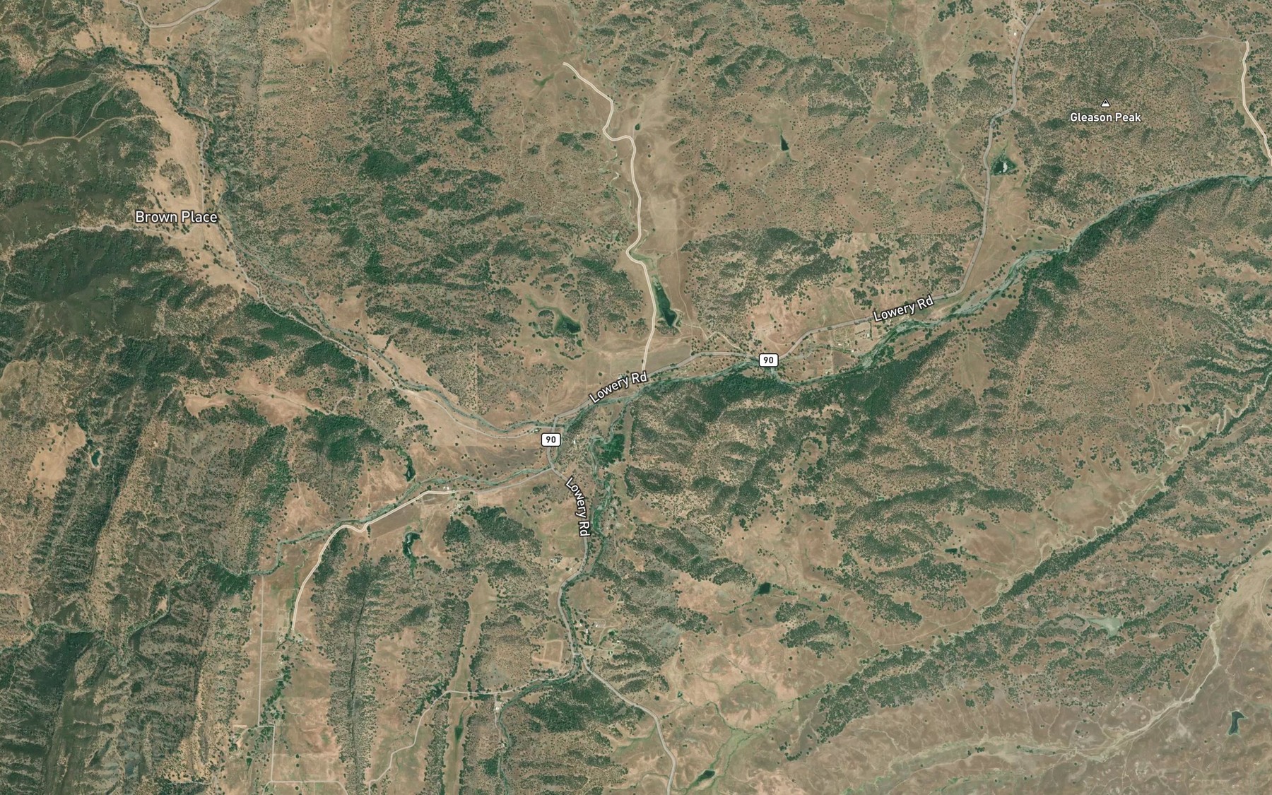 Satellite map of the South Fork Elder Creek