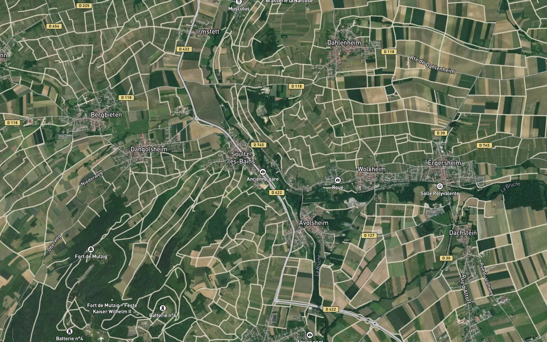 Satellite map of the Canal de la Bruche