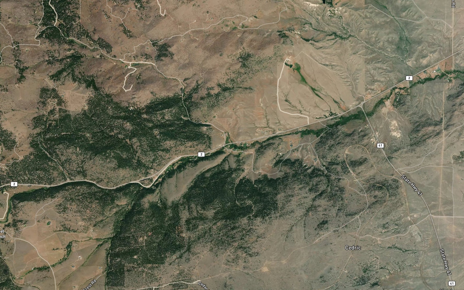 Satellite map of the Rader Creek