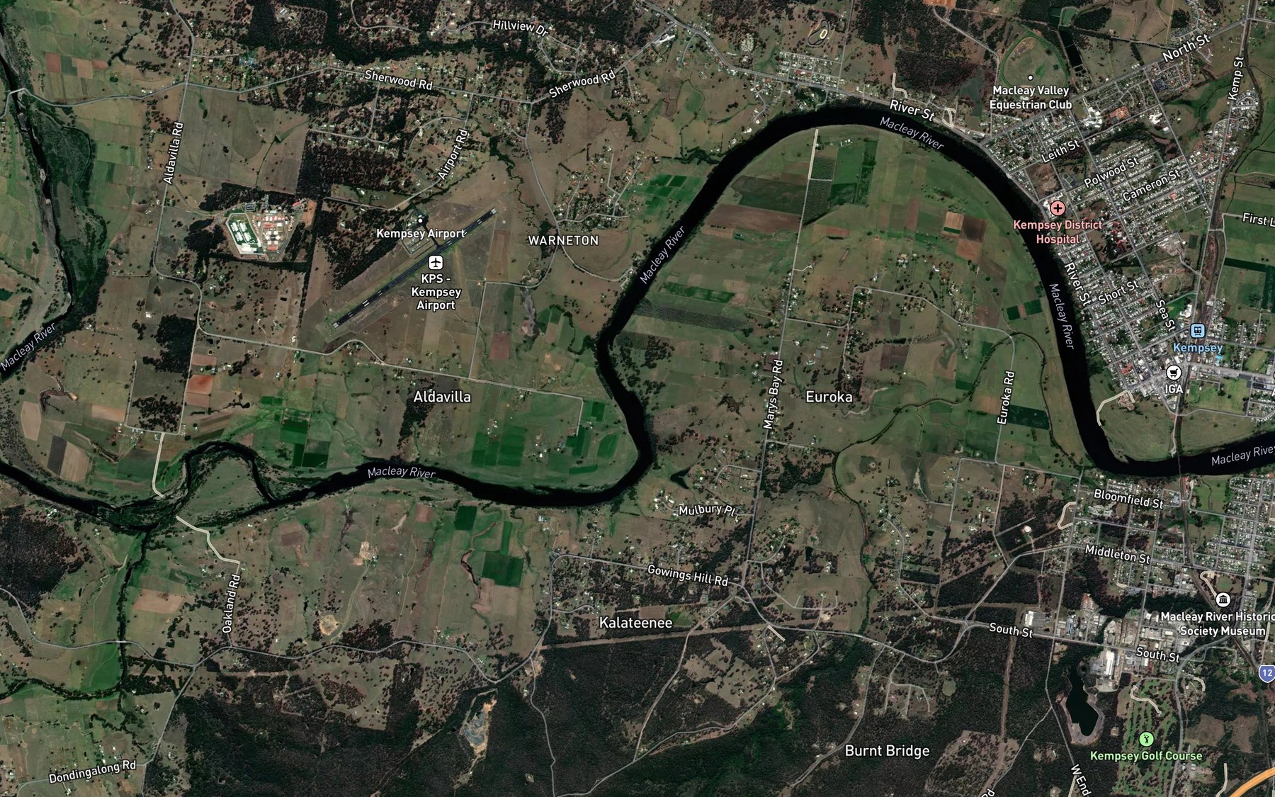 Satellite map of the Marys Bay