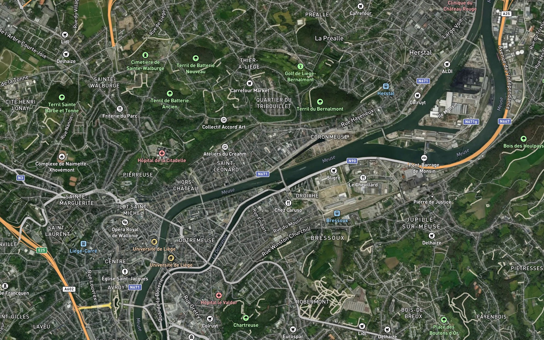 Satellite map of the Canal Albert