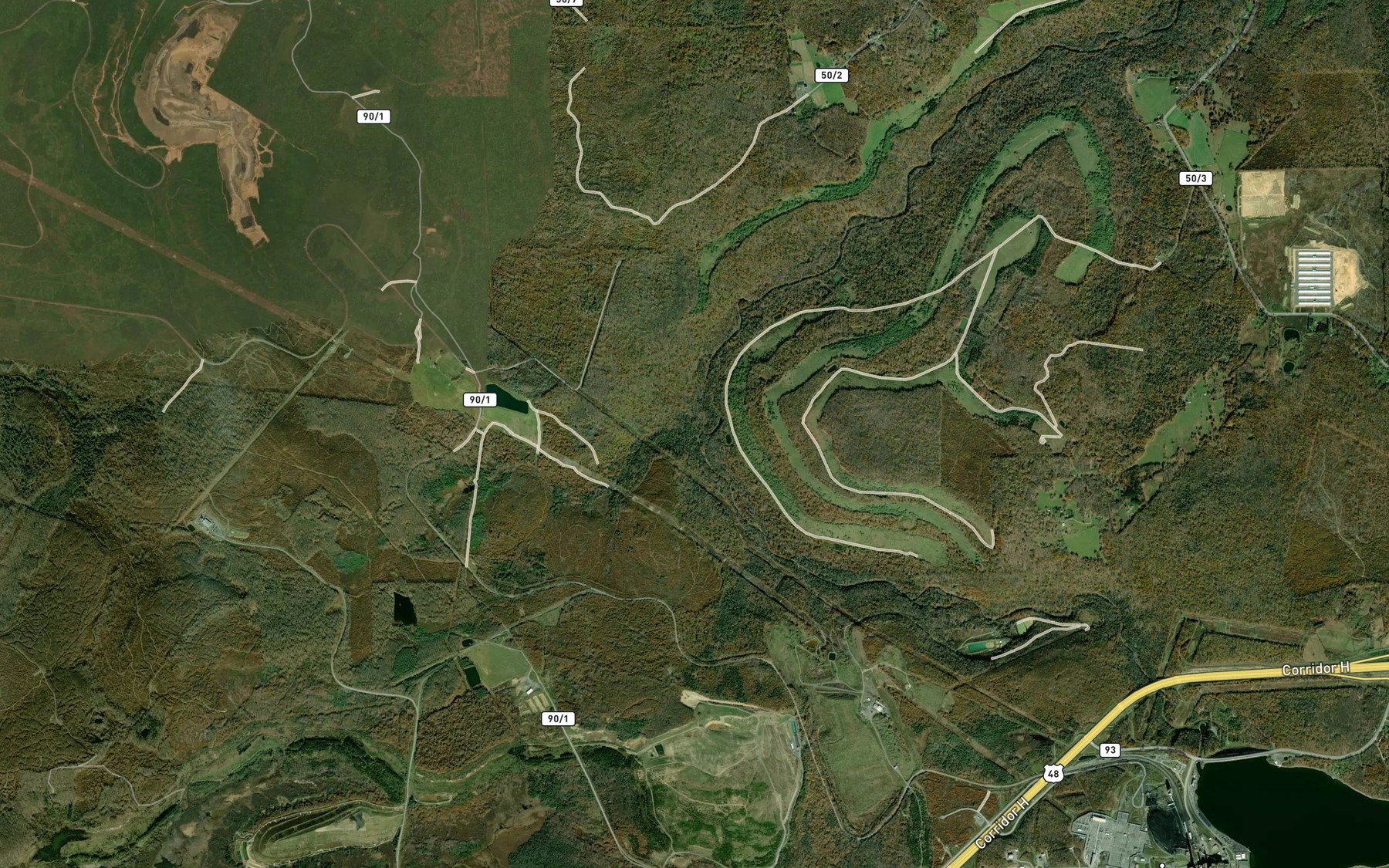 Satellite map of the Laurel Run