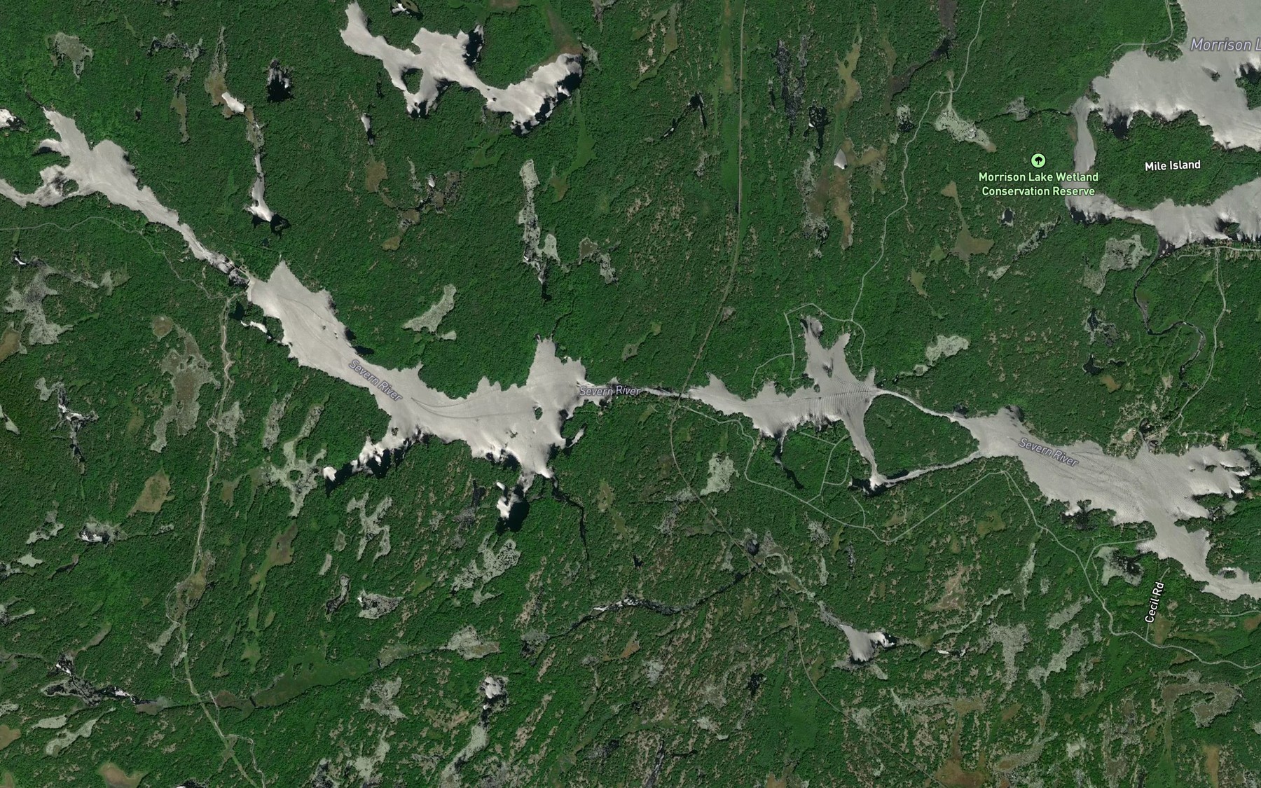 Satellite map of the Ragged Rapids