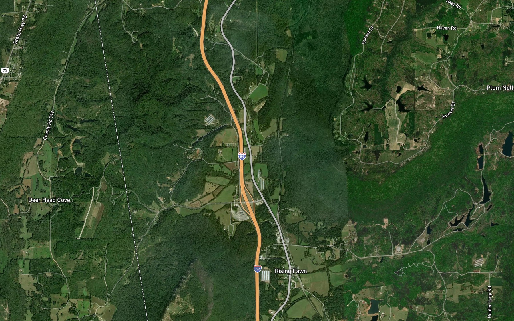 Satellite map of the Allison Creek