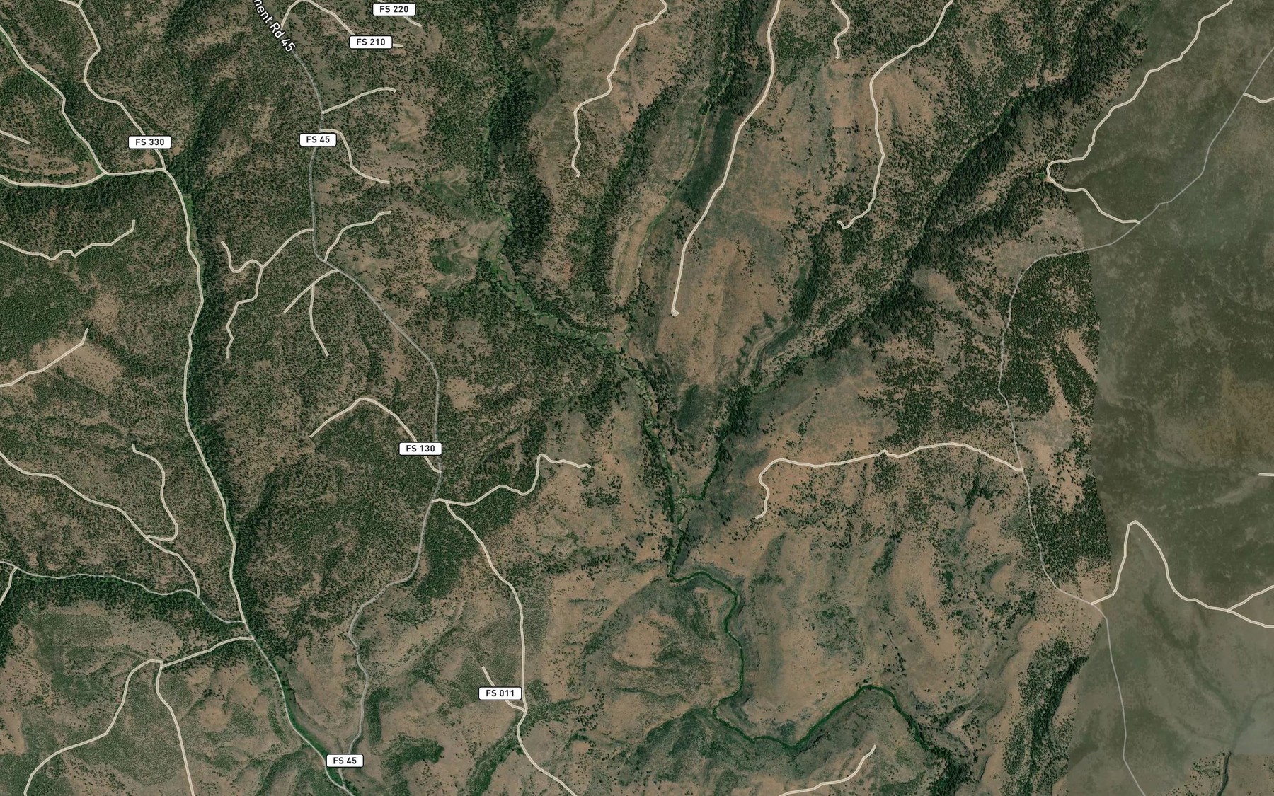Satellite map of the Short Creek