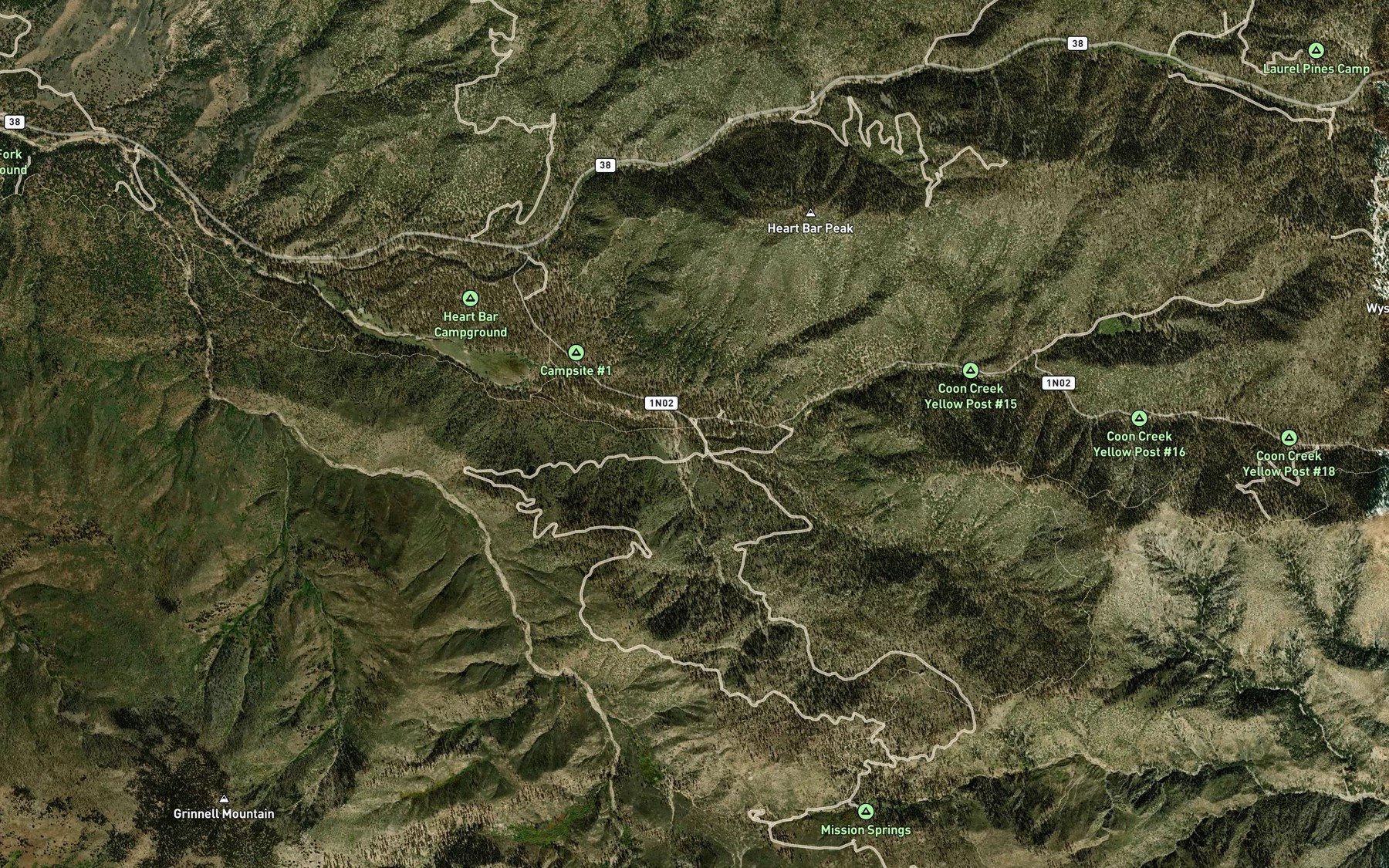 Satellite map of the Heart Bar Creek