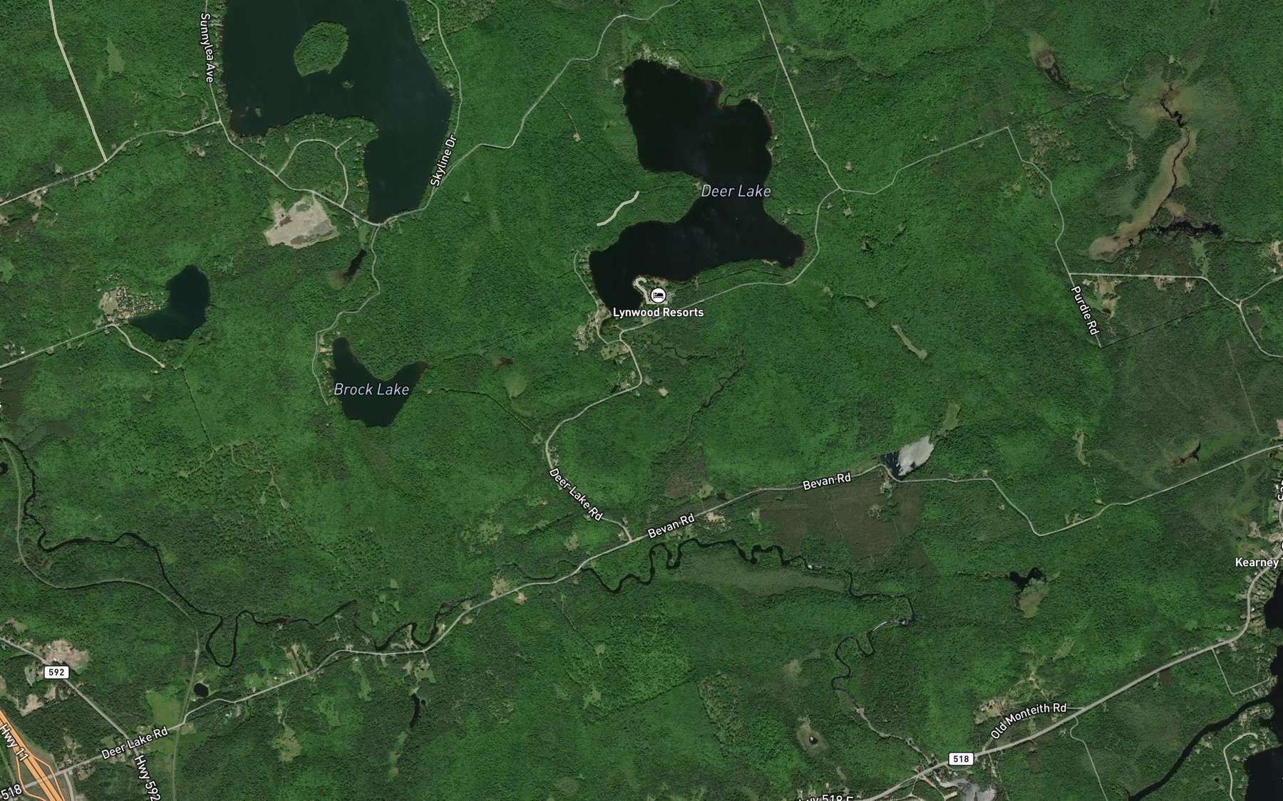 Satellite map of the Deer Lake Creek