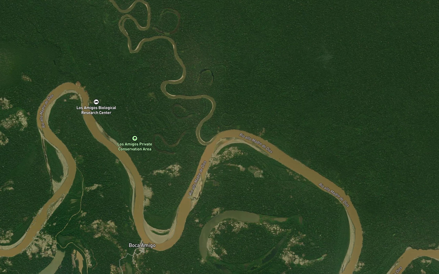 Satellite map of the Rio Los Amigos